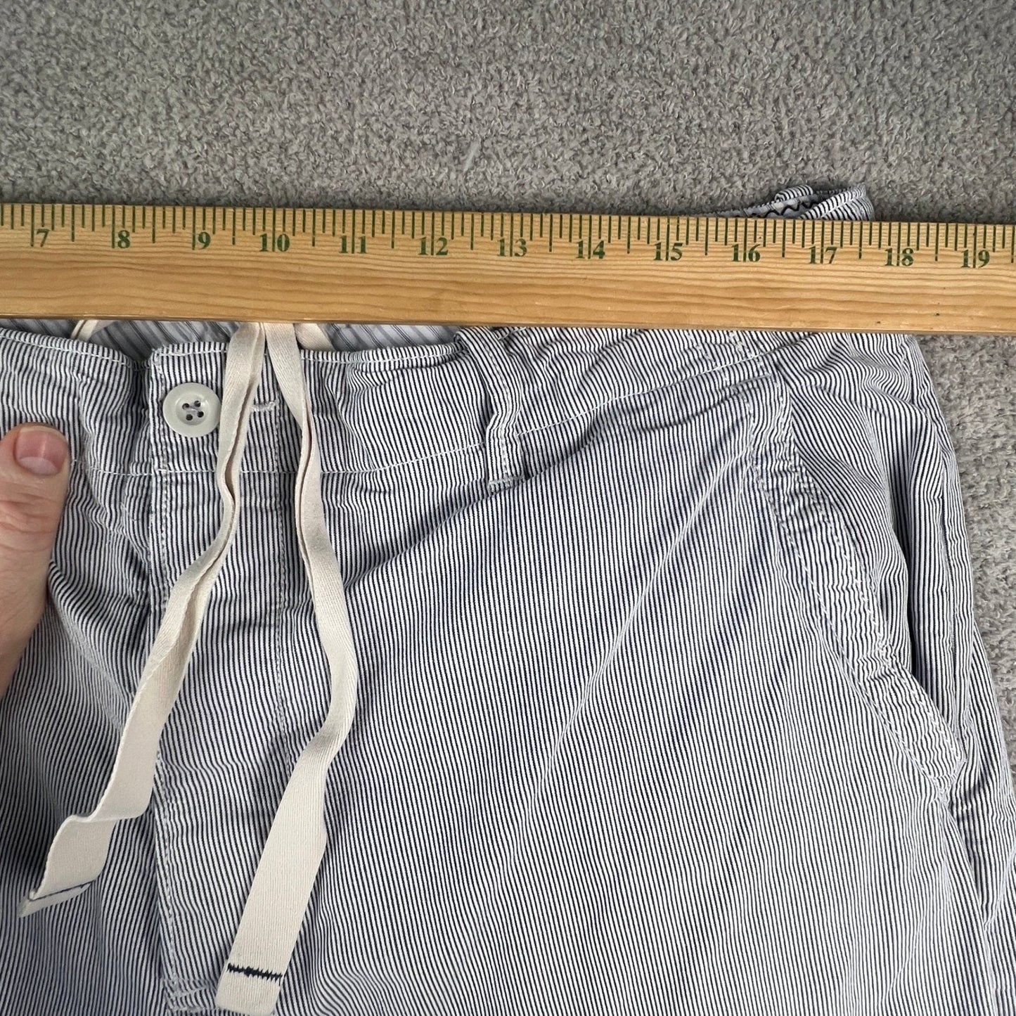 Stripe Pants Mens 37x31 Blue White Drawstring Beach Summer Seersucker