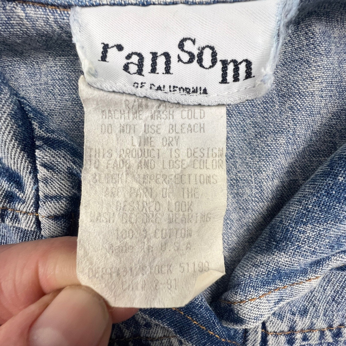 Ransom Denim Dress Women M Blue Acid Wash Button Front Midi 90s Vintage USA