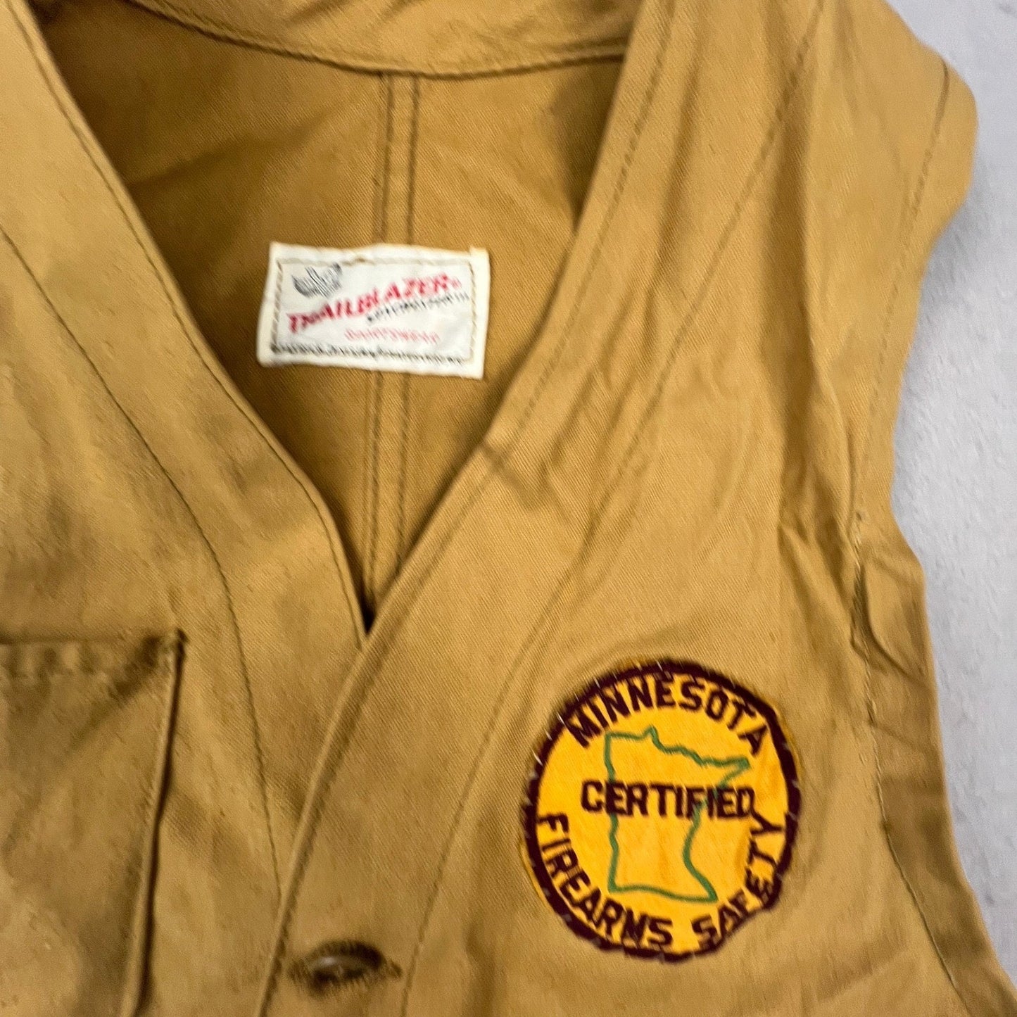 Trailblazer Winchester Hunting Vest Mens L Tan Canvas Minnesota Safety Vintage