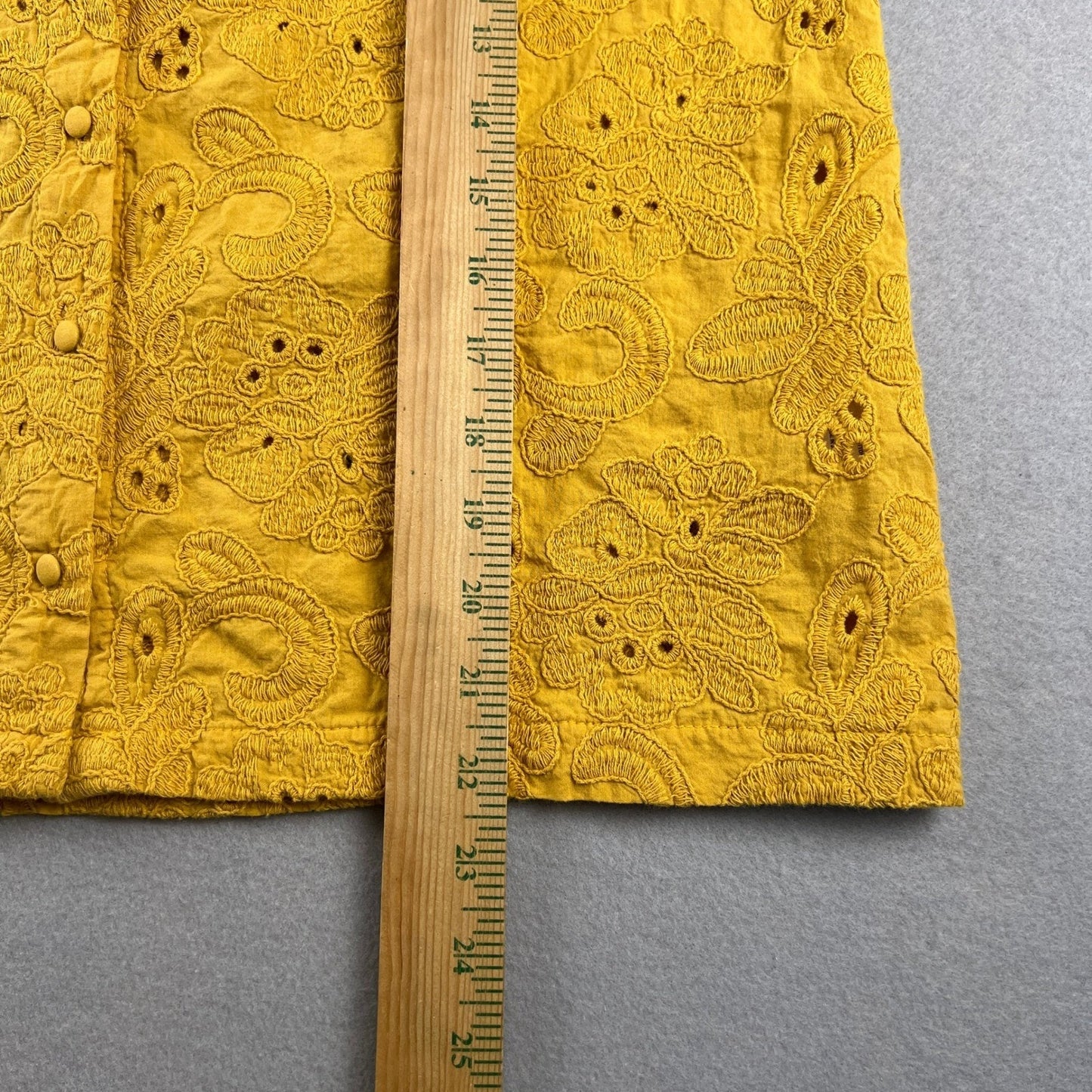 Calypso St Barth Eyelet Blouse Womens Medium Yellow Cotton Short Sleeve Boho Top