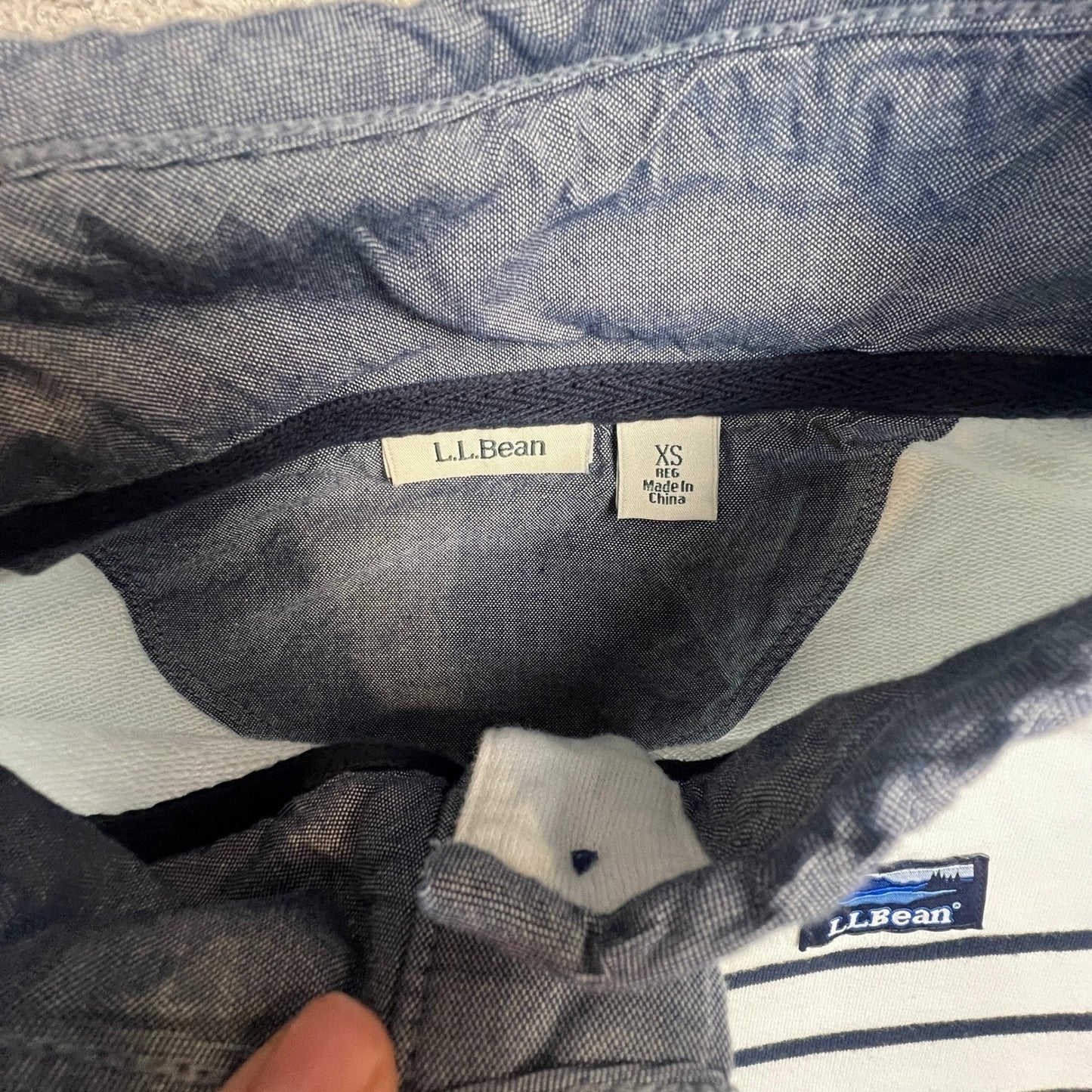 L.L. Bean Nautical Stripe Quarter Zip Pullover Sweatshirt XS