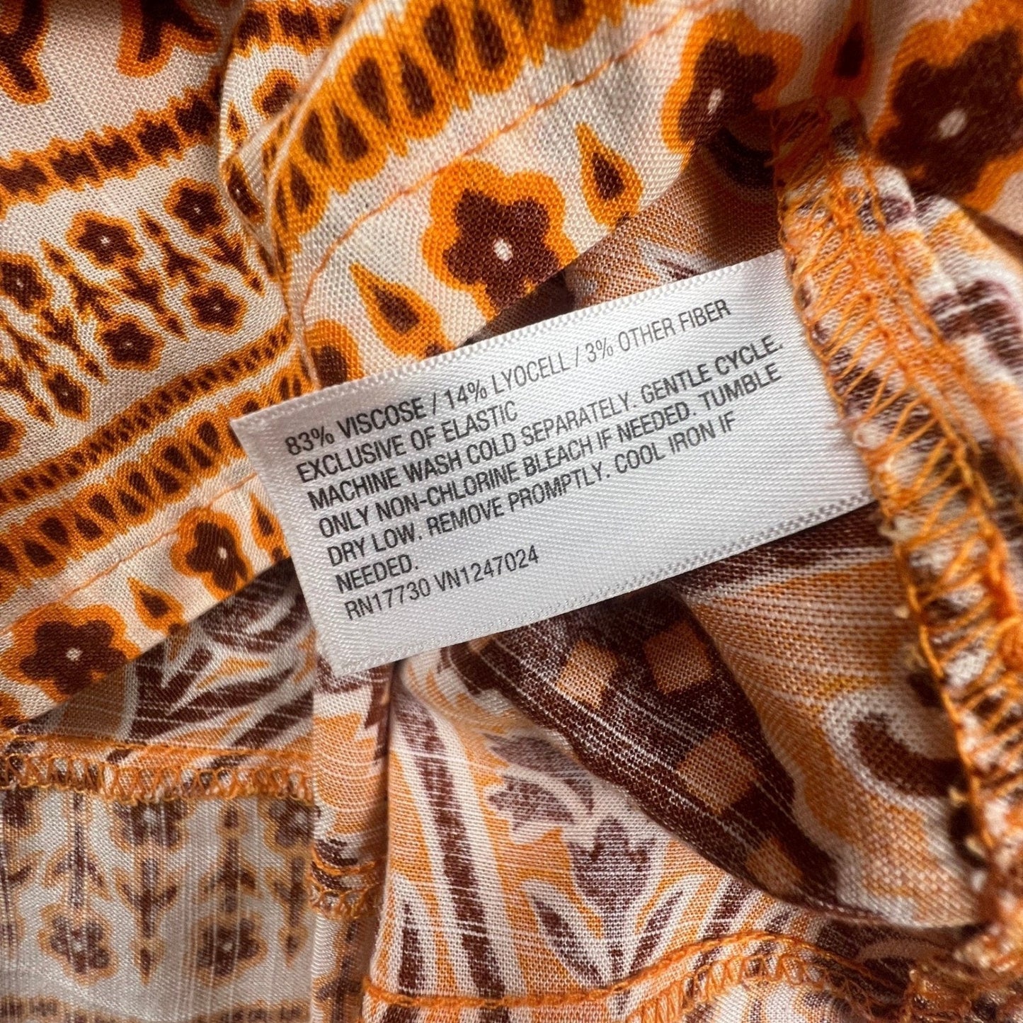 Boho Peasant Summer Midi Dress Womens Medium Orange Paisley Tie Front Knox Rose