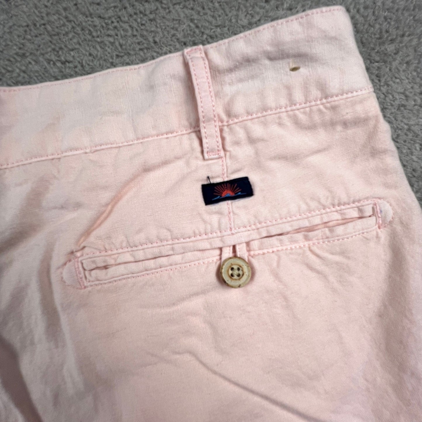 Faherty Linen Cotton Shorts Mens 36 Pink Flat Front Casual Summer Beach Coastal