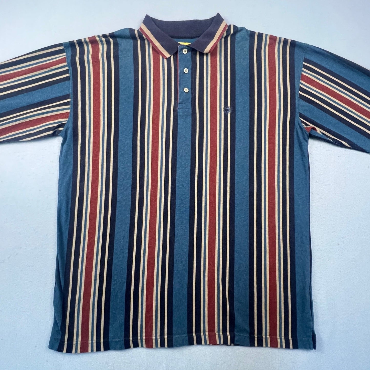Duck Head Rugby Polo Shirt Mens XL Blue Red Striped Long Sleeve Preppy Retro