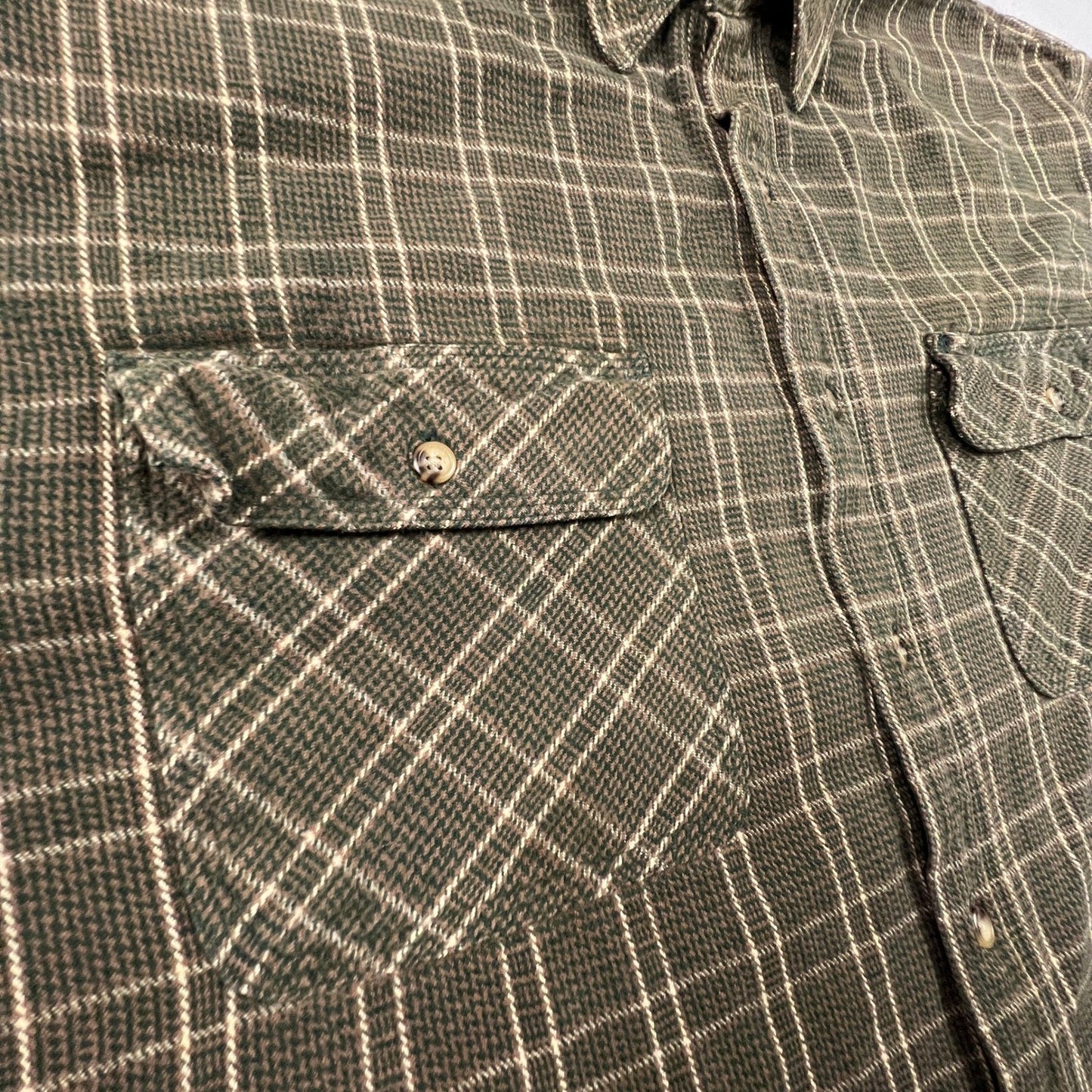 Five Brother Flannel Shirt Mens XL Green Brown Plaid Heavy Cotton Workwear Vtg