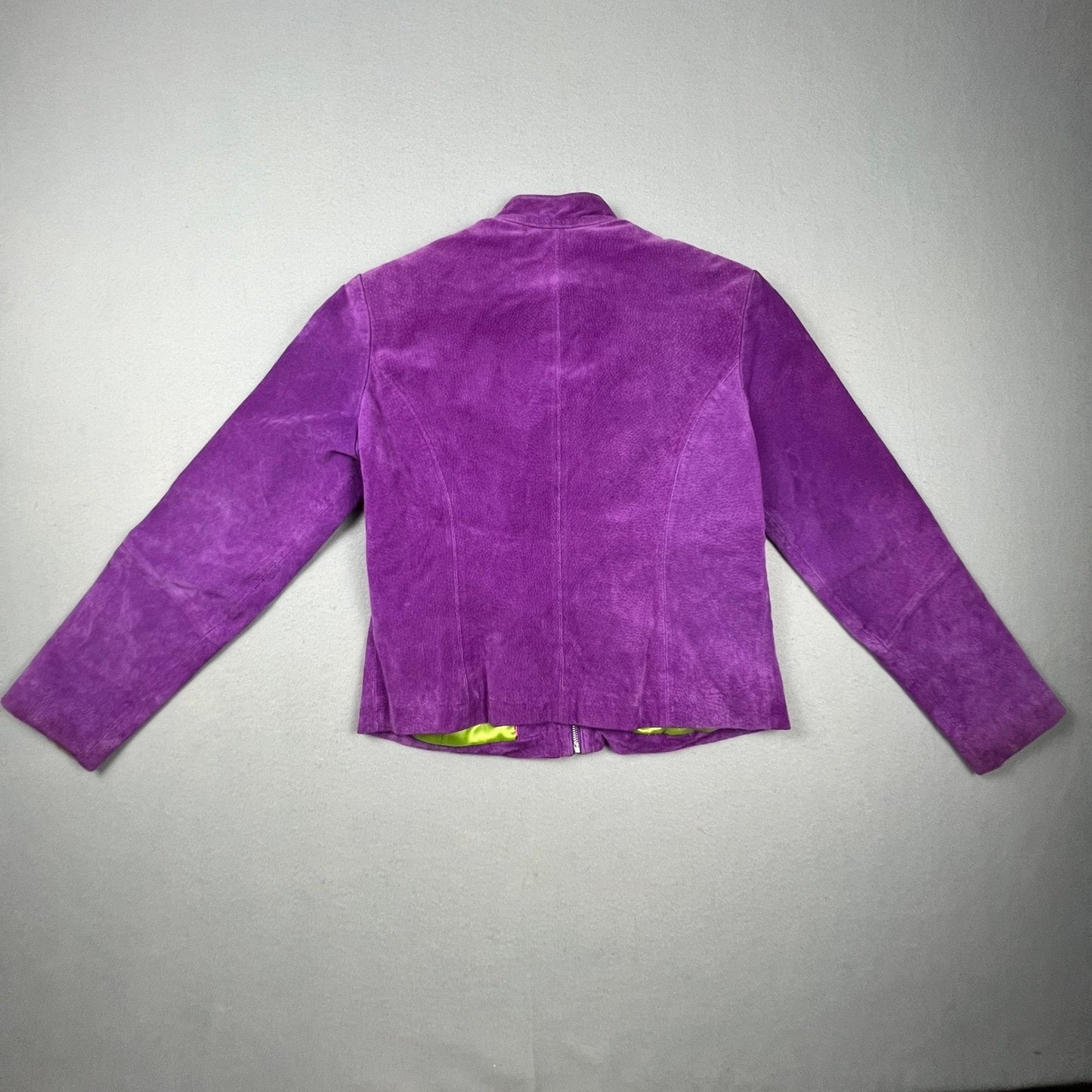 Wilsons Leather Maxima Suede Jacket Women L Purple Moto Mock Neck Y2K Joker Chic