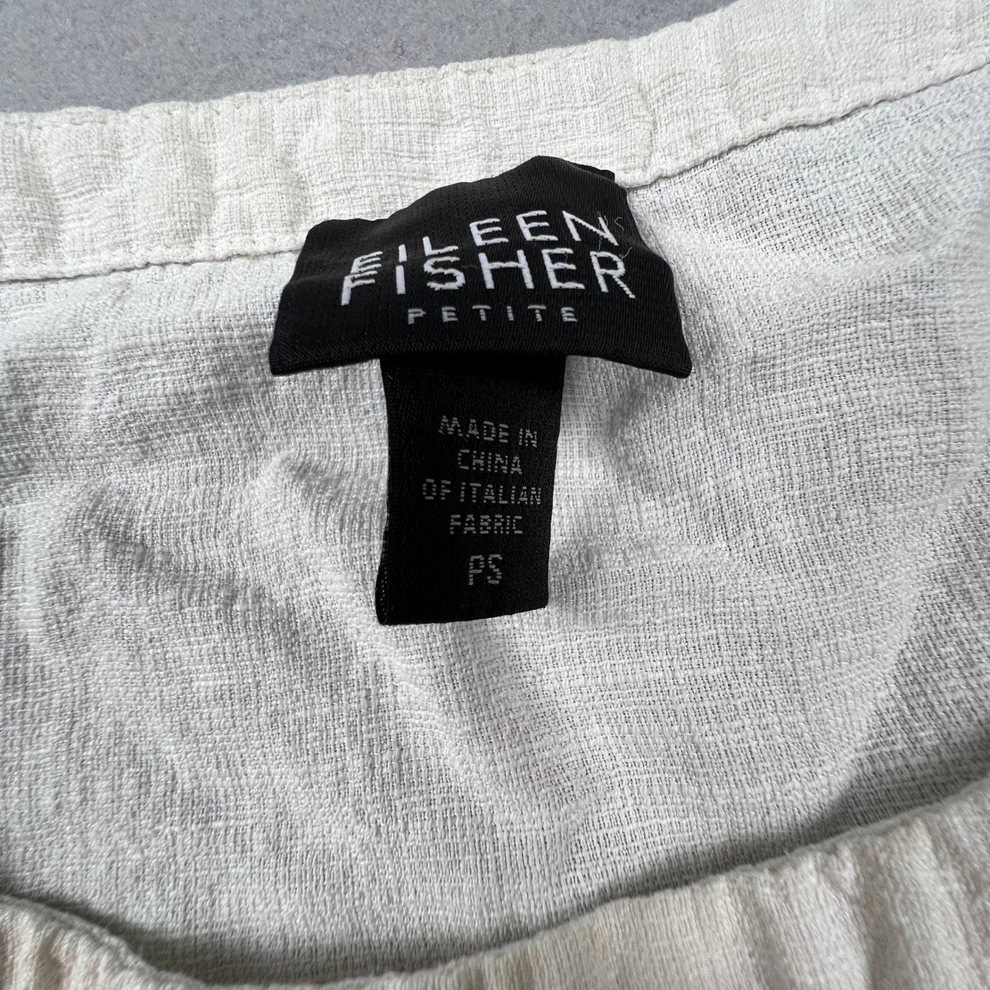 Eileen Fisher Tank Top Womens PS White Linen Blend Sleeveless Slub Shell