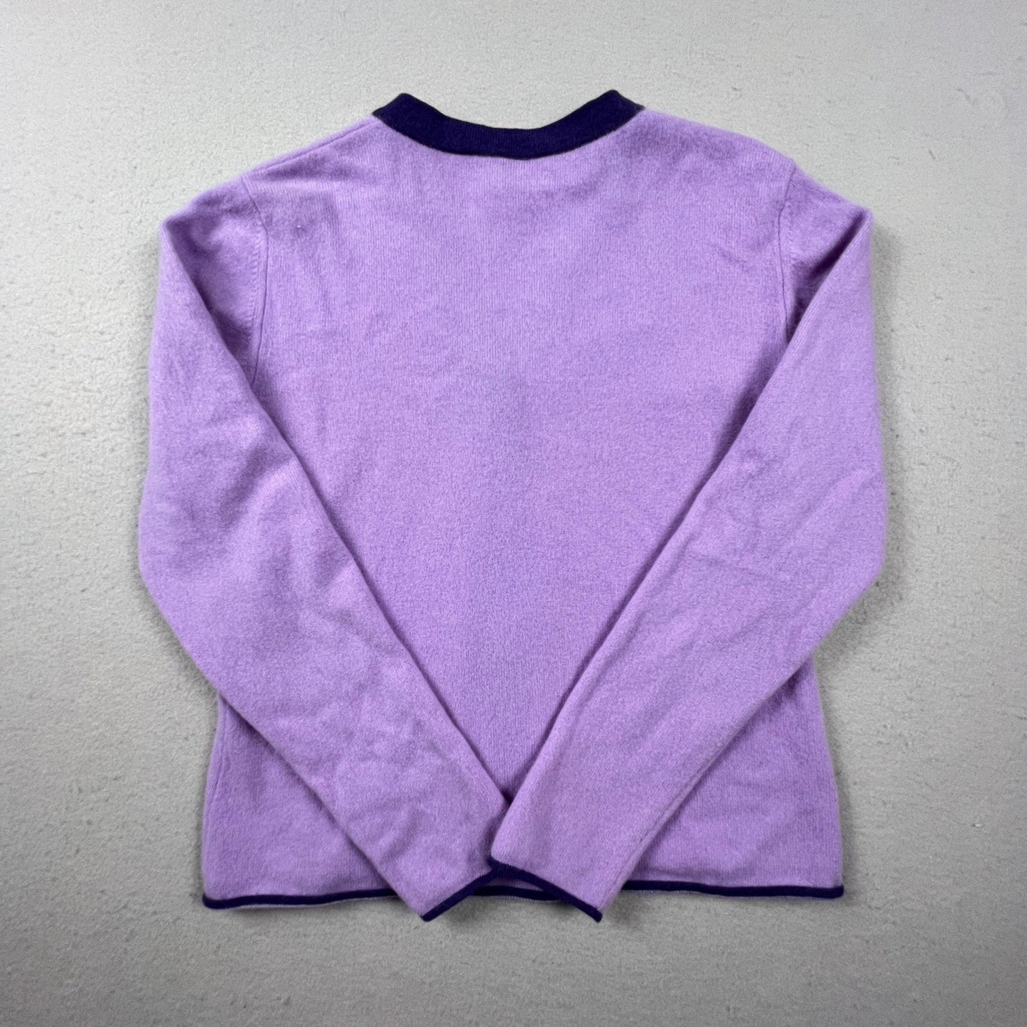 MAG Cardigan Womens L Purple 100% Cashmere V-Neck Bloomingdales Luxury Soft