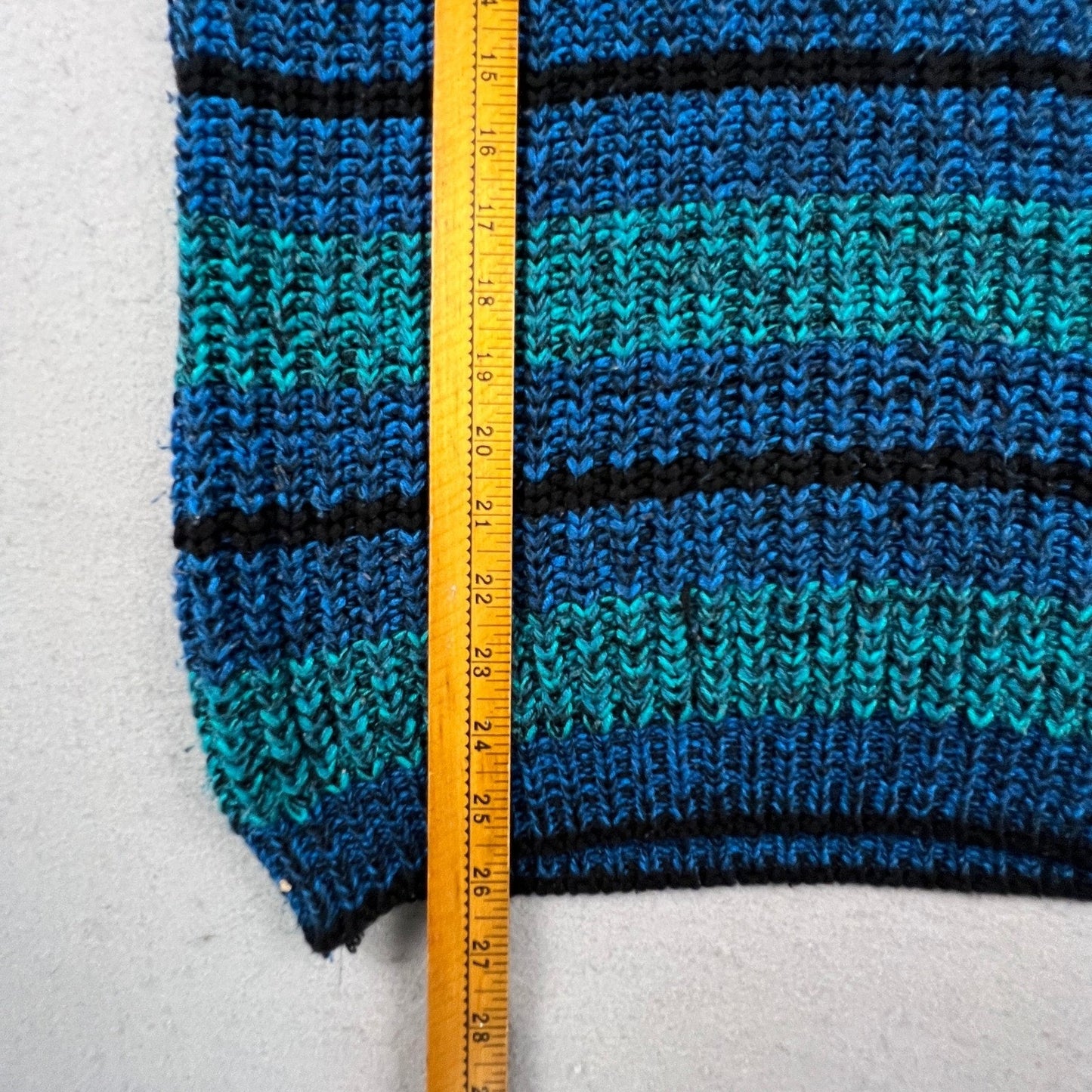 Credentials Striped Sweater Womens Large Blue Teal Black Vintage Knit Retro 90s