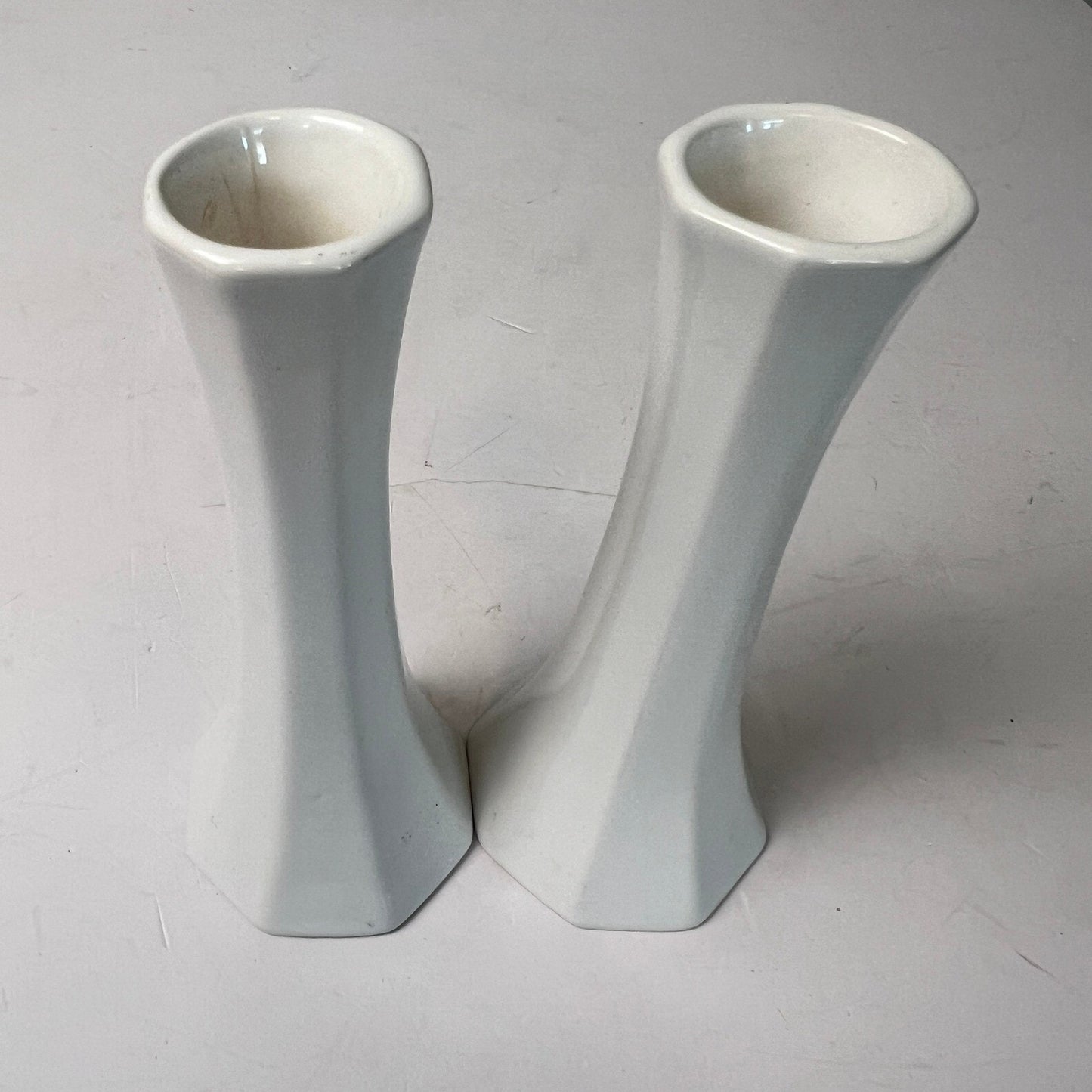 Hollowick Easy Florals Bud Vase Set 2 Candles Ceramic Hexagon Base Modern Decor