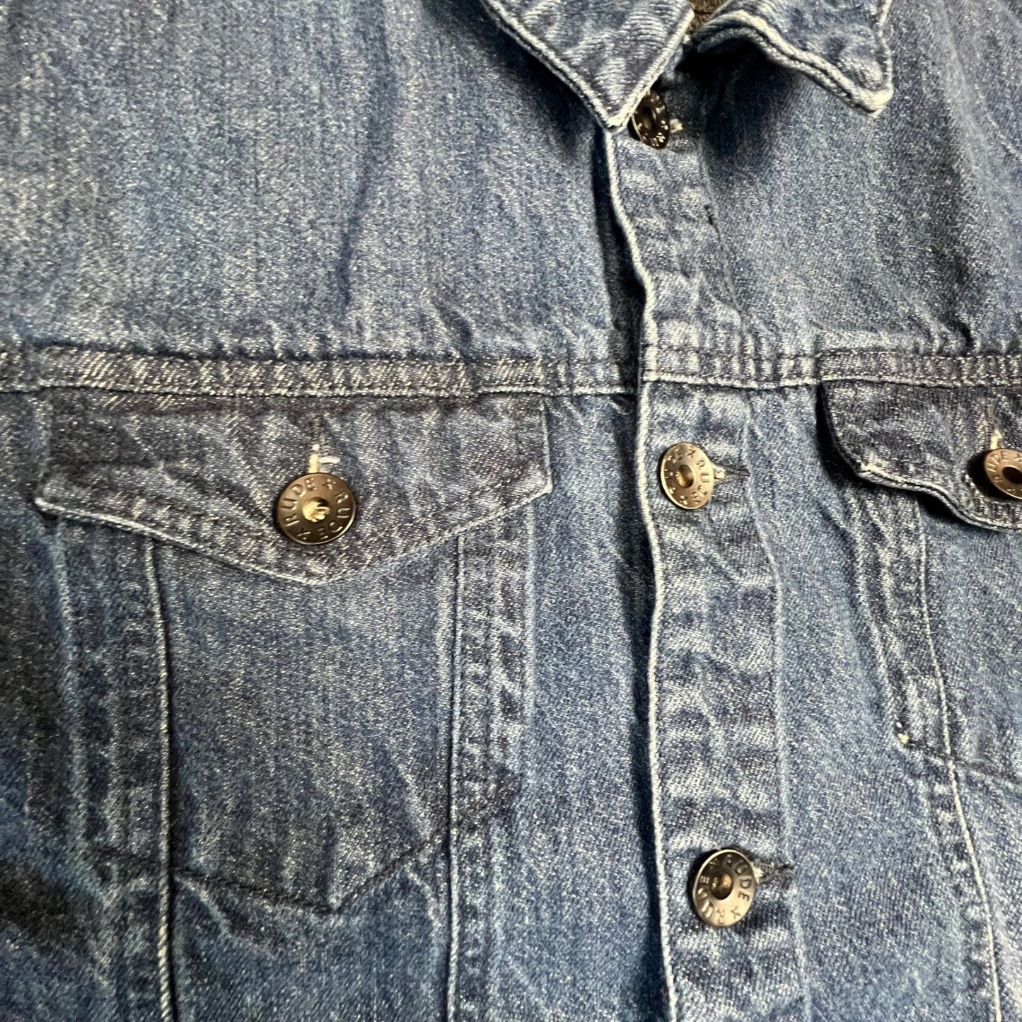 xxx RUDE Denim Vest Mens Medium Wash Sleeveless Button Up Trucker Punk Emo Y2K