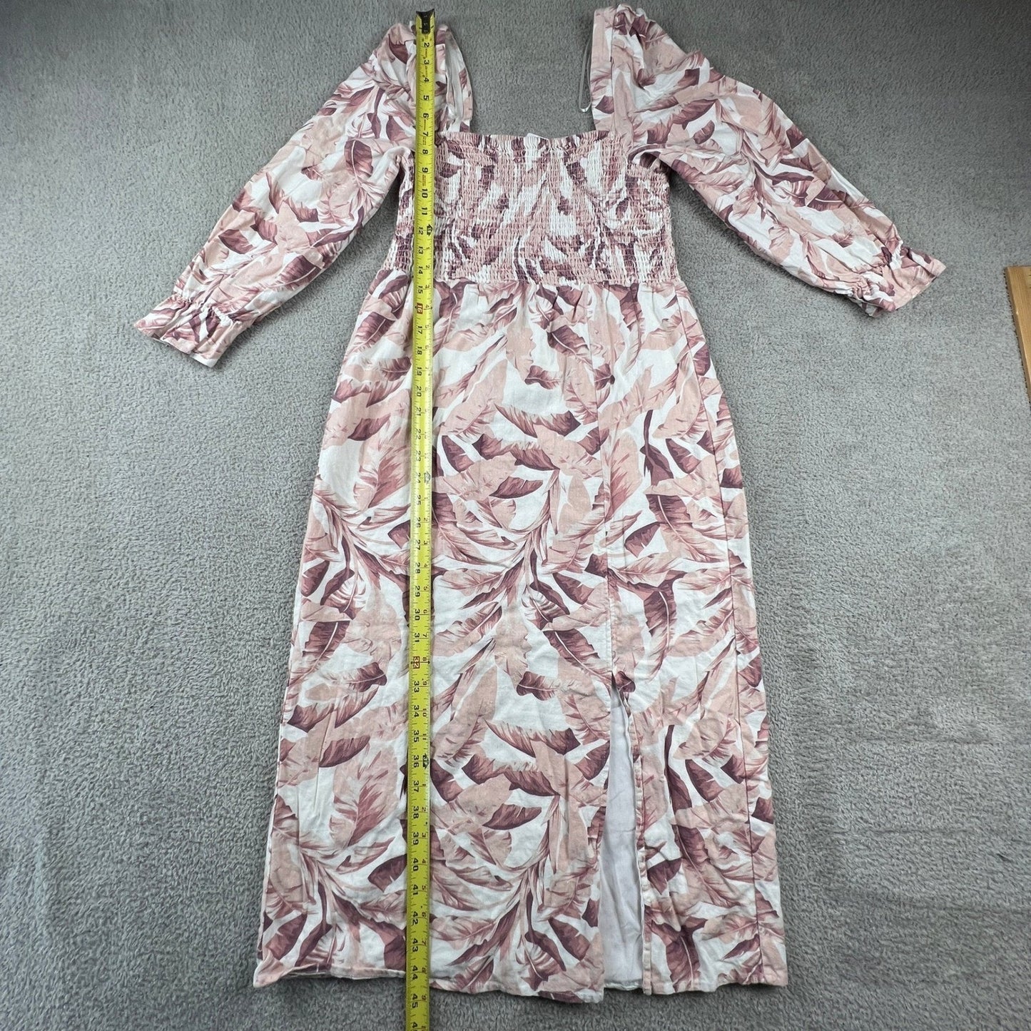 Costal Cowgirl Smocked Linen Blend Maxidress Womens Medium Resort