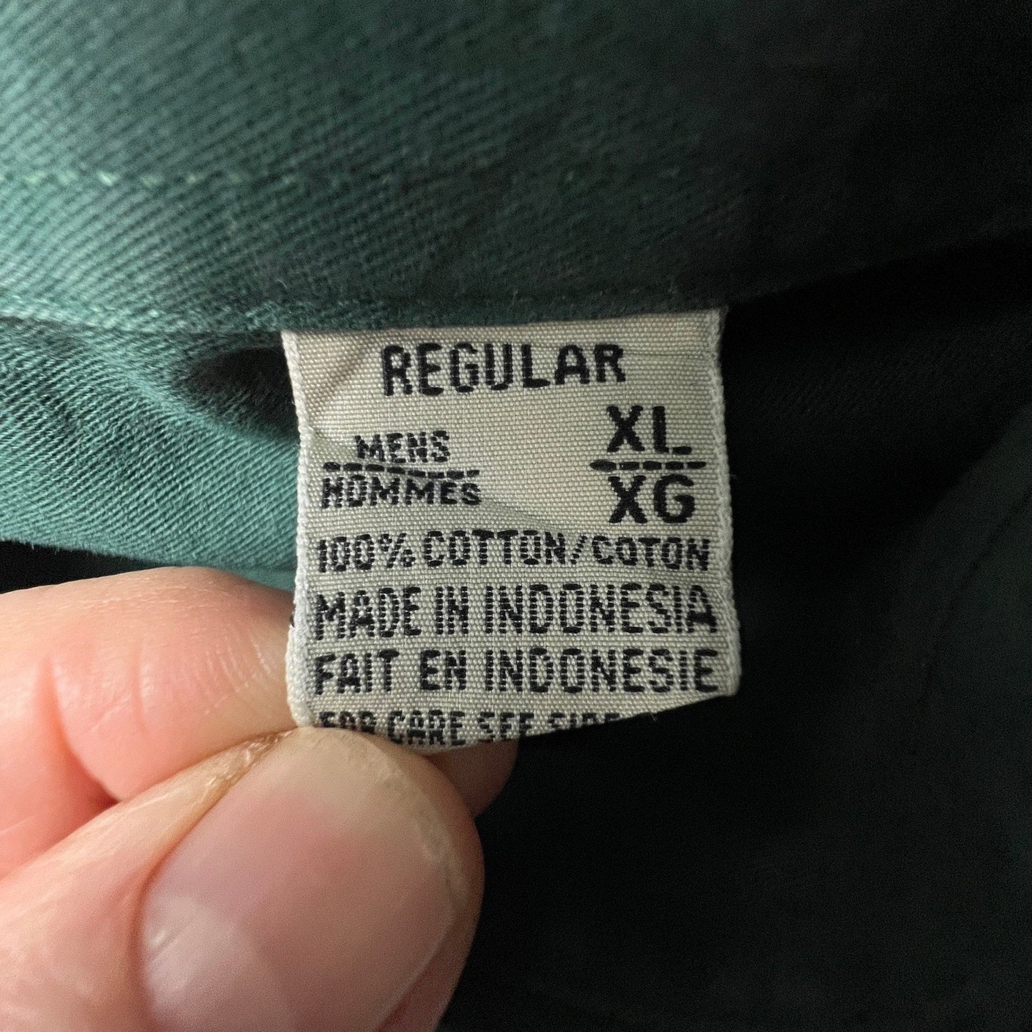 Eddie Bauer Button Down Shirt Mens XL Green Cotton Twill Long Sleeve Workwear