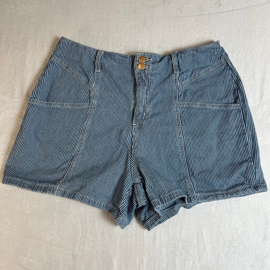 Vintage Style Railroad Stripe Denim Shorts High Waist Size 14 Universal Thread