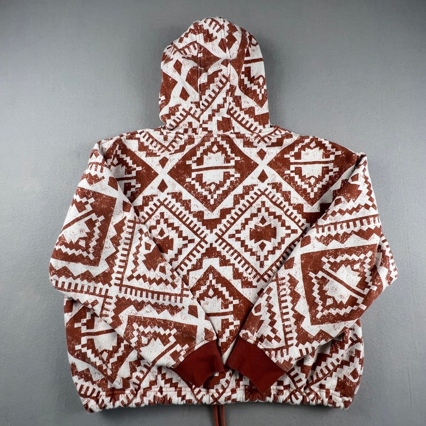 Wrangler Retro Hoodie Womens Large Rust Orange Southwestern Geometric Pullover