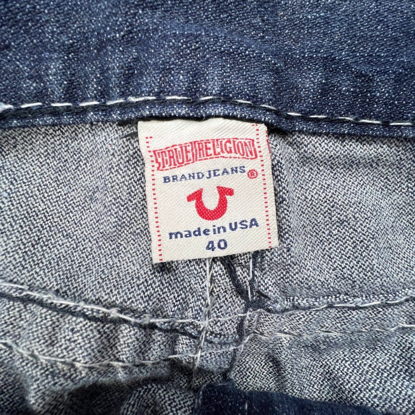 True Religion Joey Super T Jeans Mens 40 Blue Contrast Stitch Made in USA Y2K