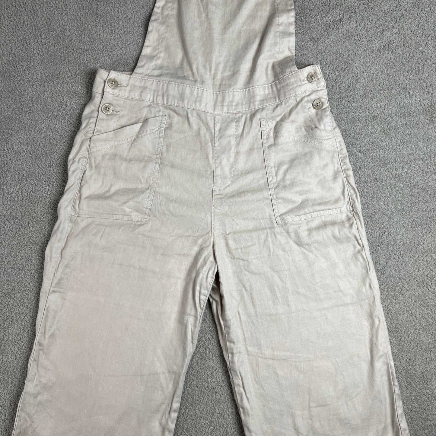 Evereve Overalls Women's Size 28 Linen Blend Wide Leg Cropped Comfy Casual Y2K