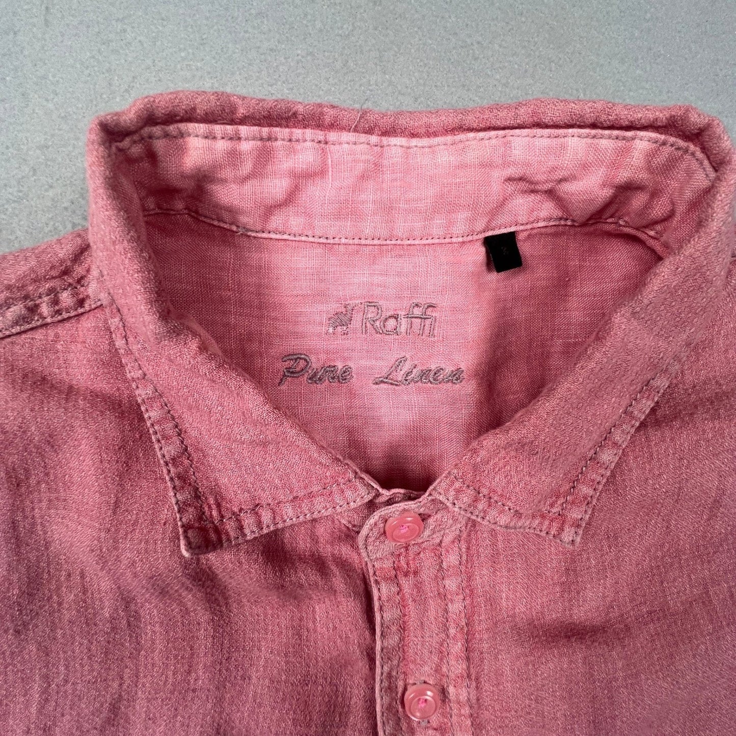Raffi Button Down Shirt Womens Small Pink 100% Pure Linen Casual Summer
