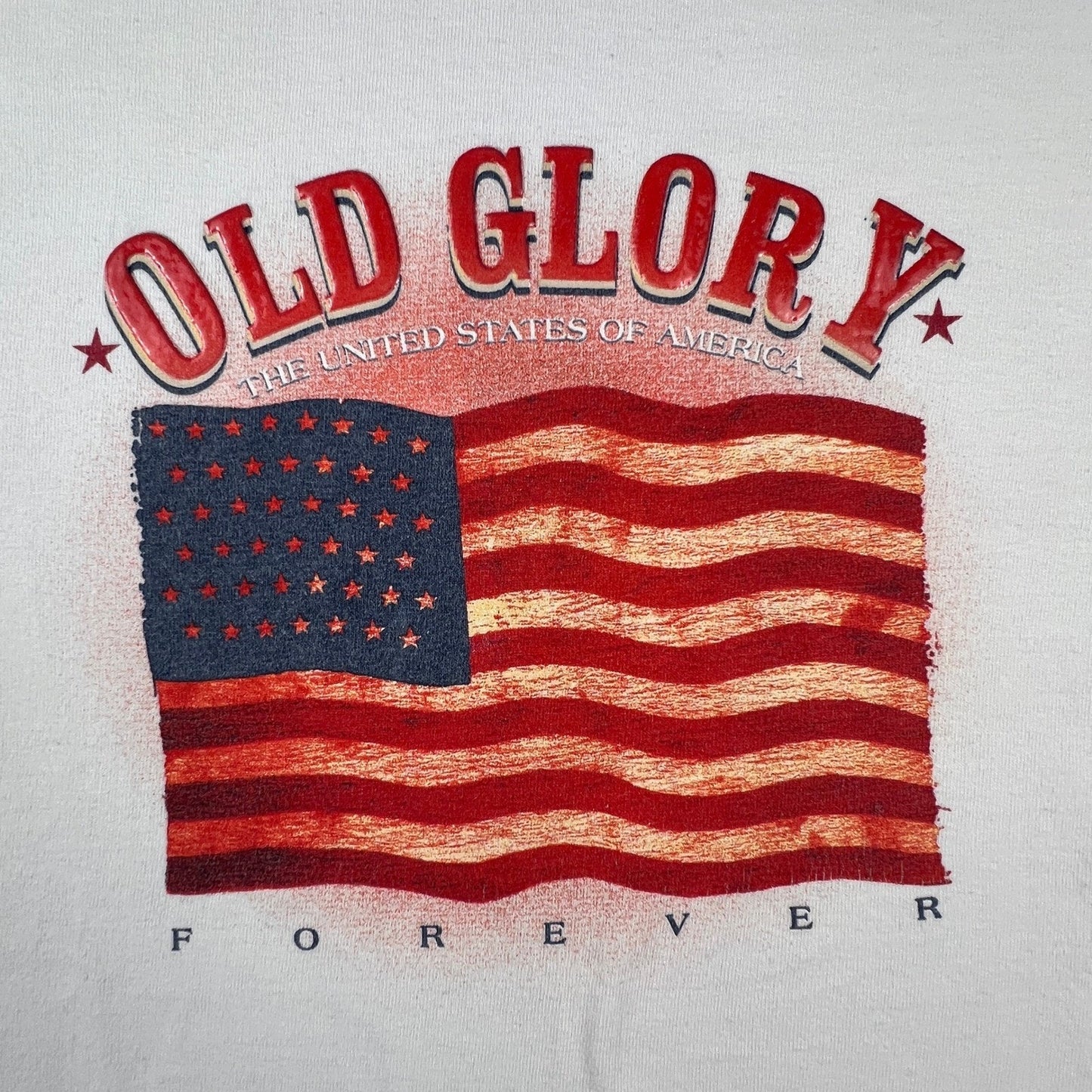 Vintage T-Shirt Mens L Old Glory American Flag USA Made Patriotic Tee July 4th