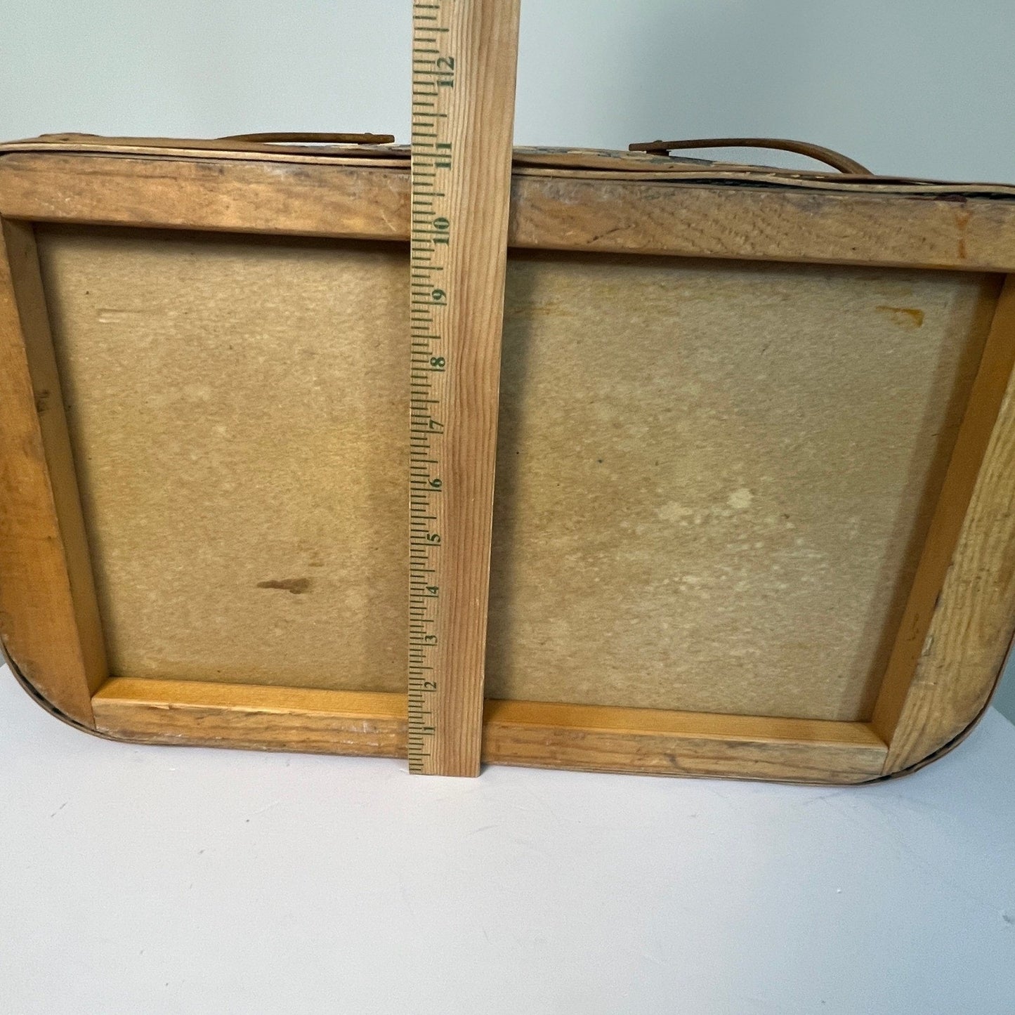 VTG 60s Hawkeye Picnic Basket Green Woven Wood Lid Mid Century Retro Decor