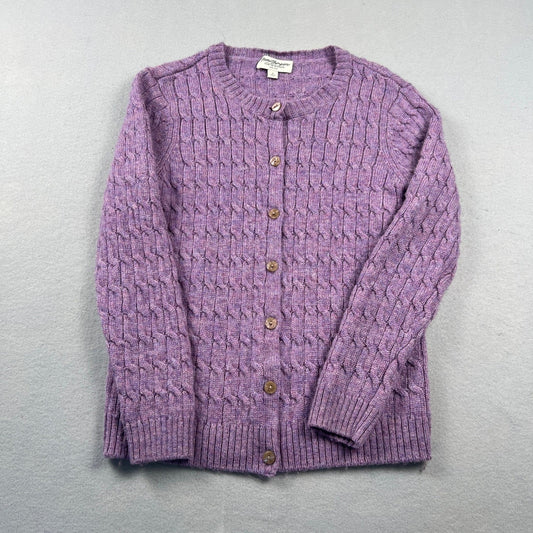 VTG Style 100% Wool Norm Thompson Cardigan Sweater Small Cable Knit Classic
