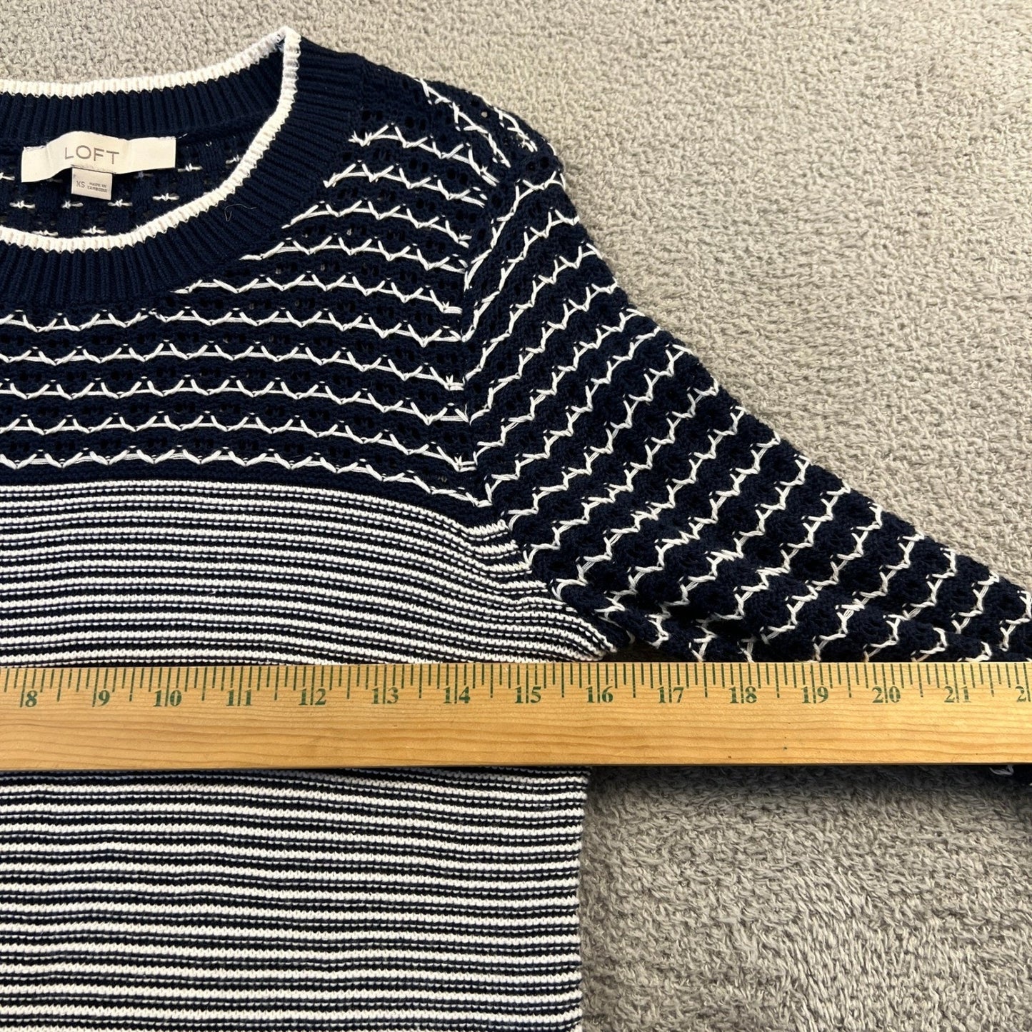 Knit Cotton Crewneck Sweater XS Sailor Chic Striped Nautical Costal Preppy