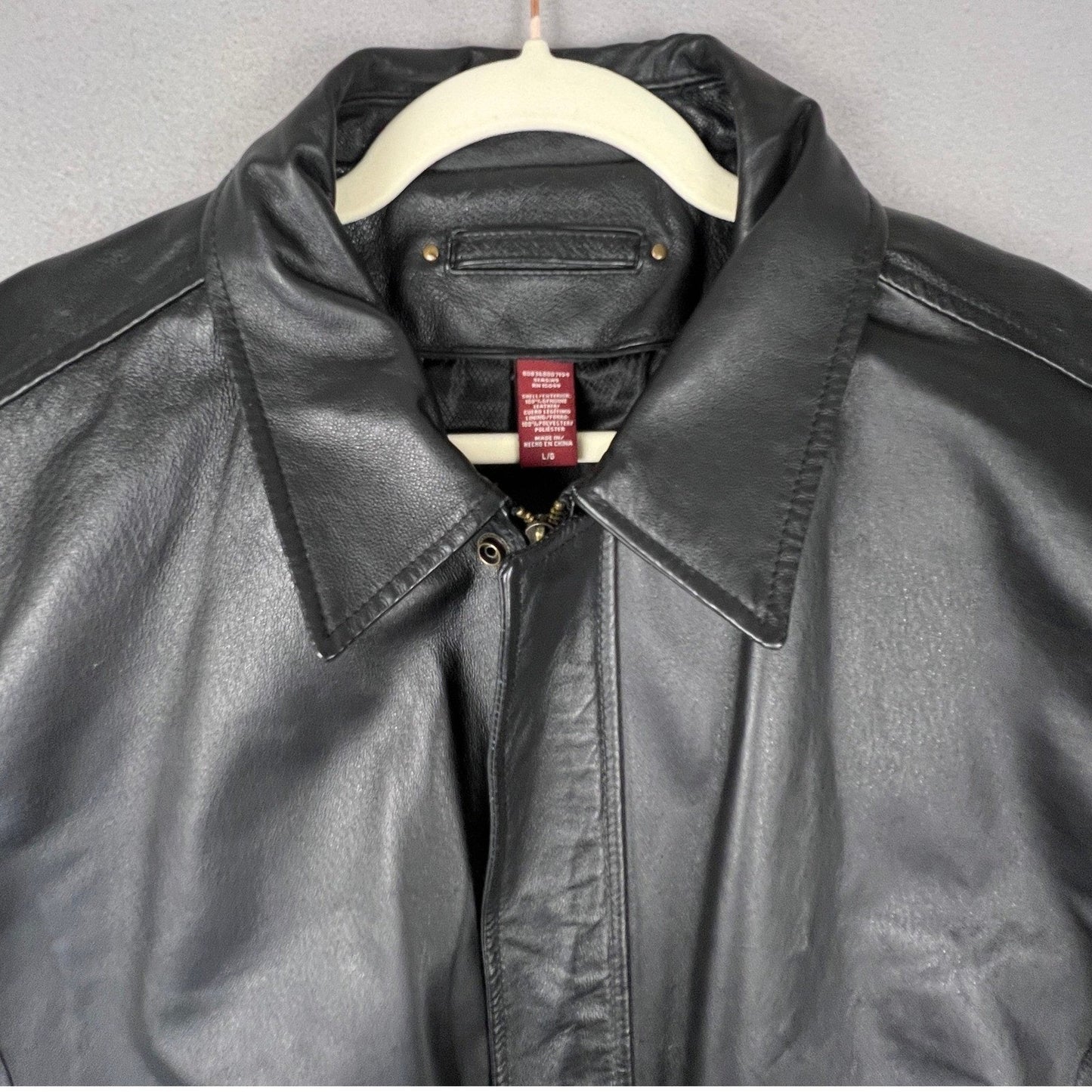 VTG Covington Leather Bomber Jacket Mens L Full Zip Classic Outerwear Gorpcore