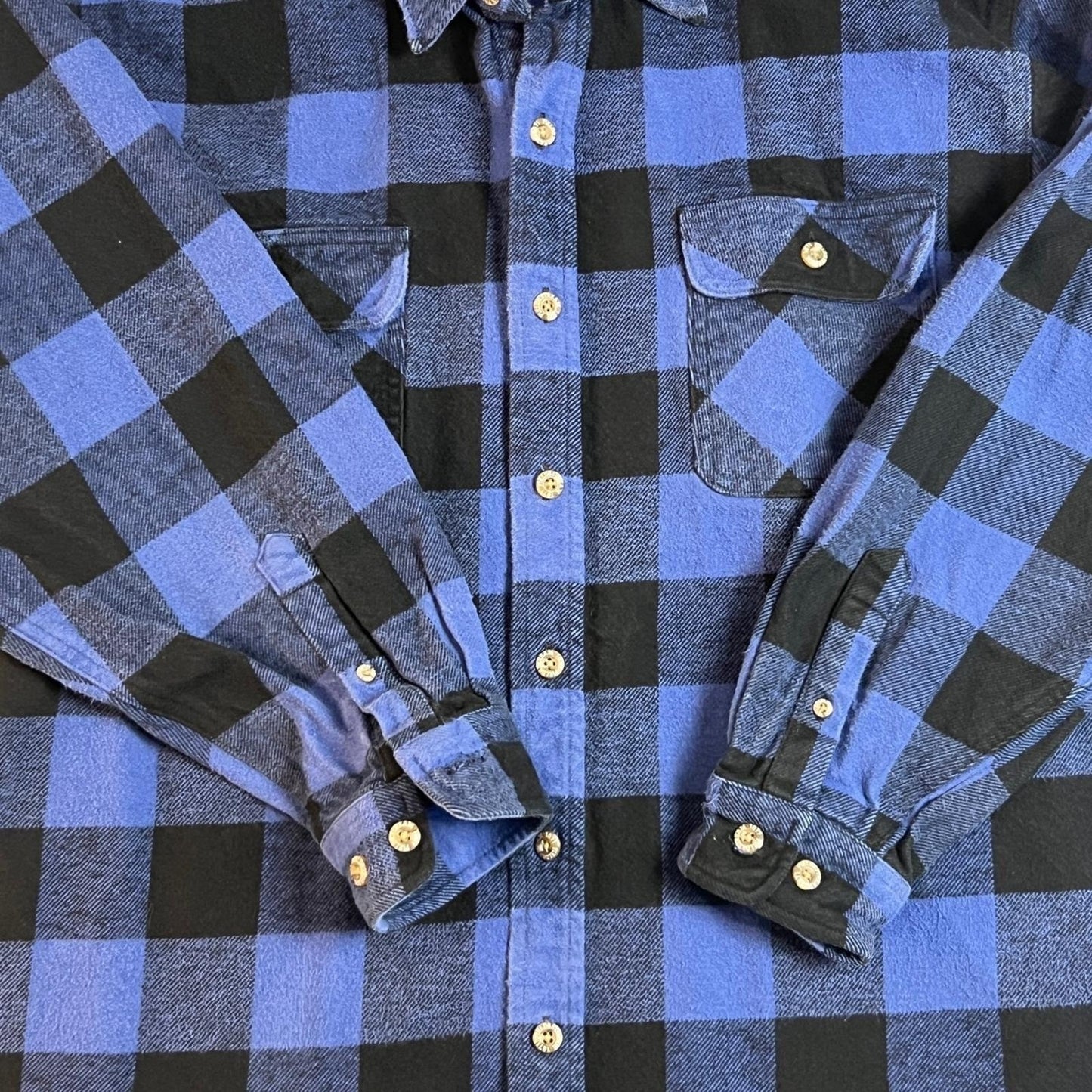 Field & Stream Shirt Men's XXL Flannel Plaid Long Sleeve Button Up Blue Black