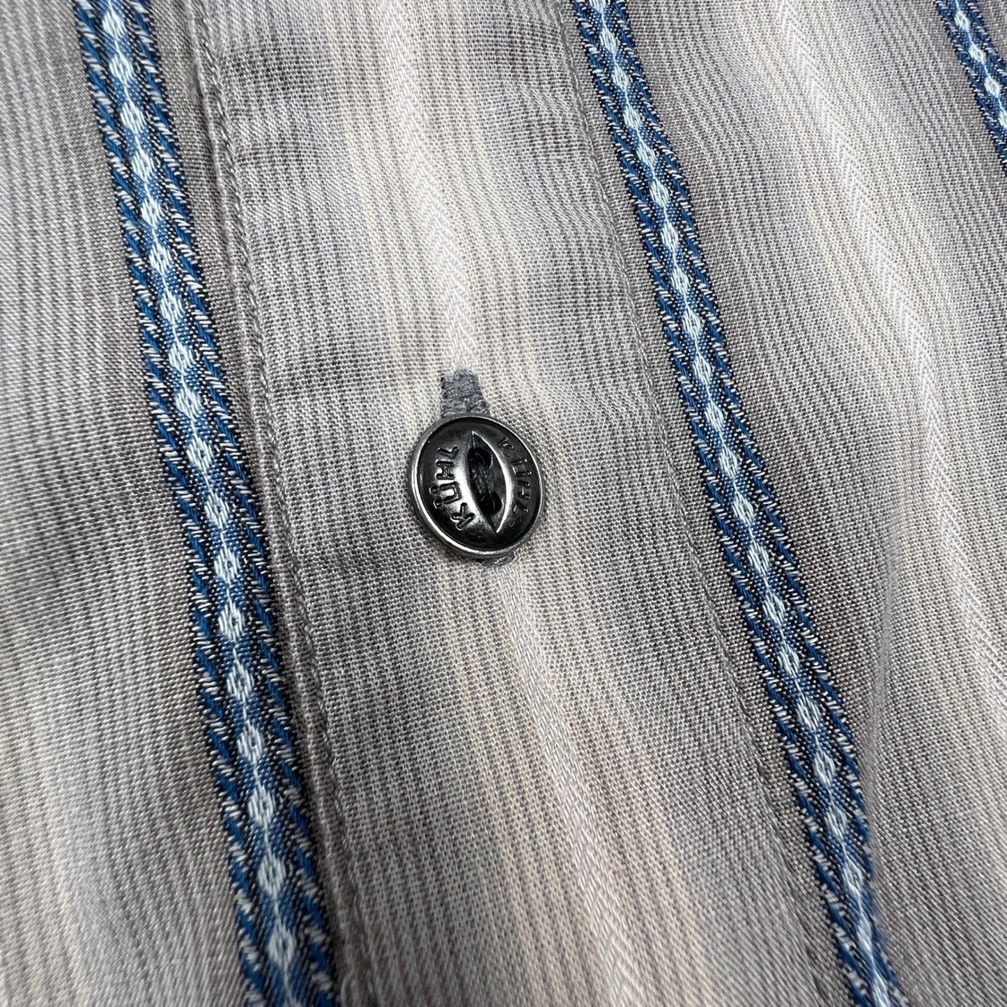 KUHL Button Down Shirt Mens XXL Grey Blue Striped Short Sleeve Outdoor Hiking