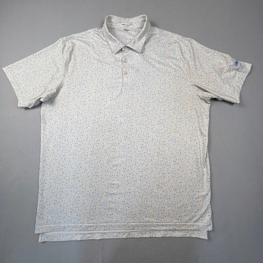 Peter Millar Polo Shirt Mens XXL White Golf Print Summer Comfort Royal Golf Club