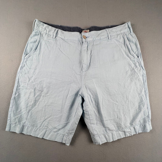 Faherty Shorts Mens 36 Light Blue Linen Blend Flat Front Casual Summer Beach