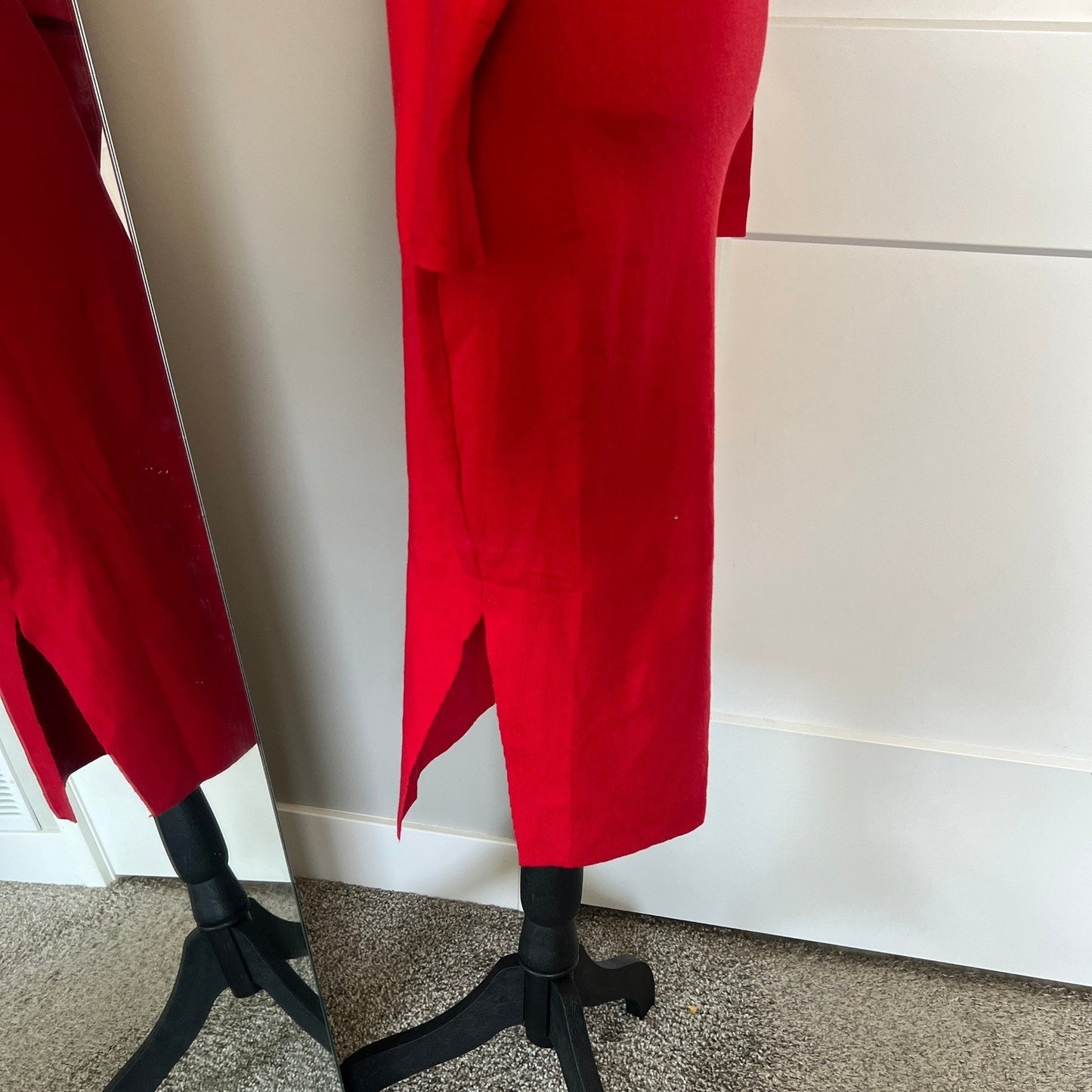 FORE Wrap V-Neck Midi Dress Womens Red Long Sleeve Ruched Cocktail Holiday Party