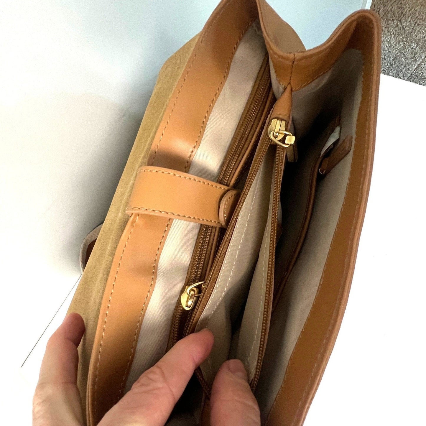 Paola Nutti Purse Bag Womens Large Tan Leather Made in Italy Elegant Boho
