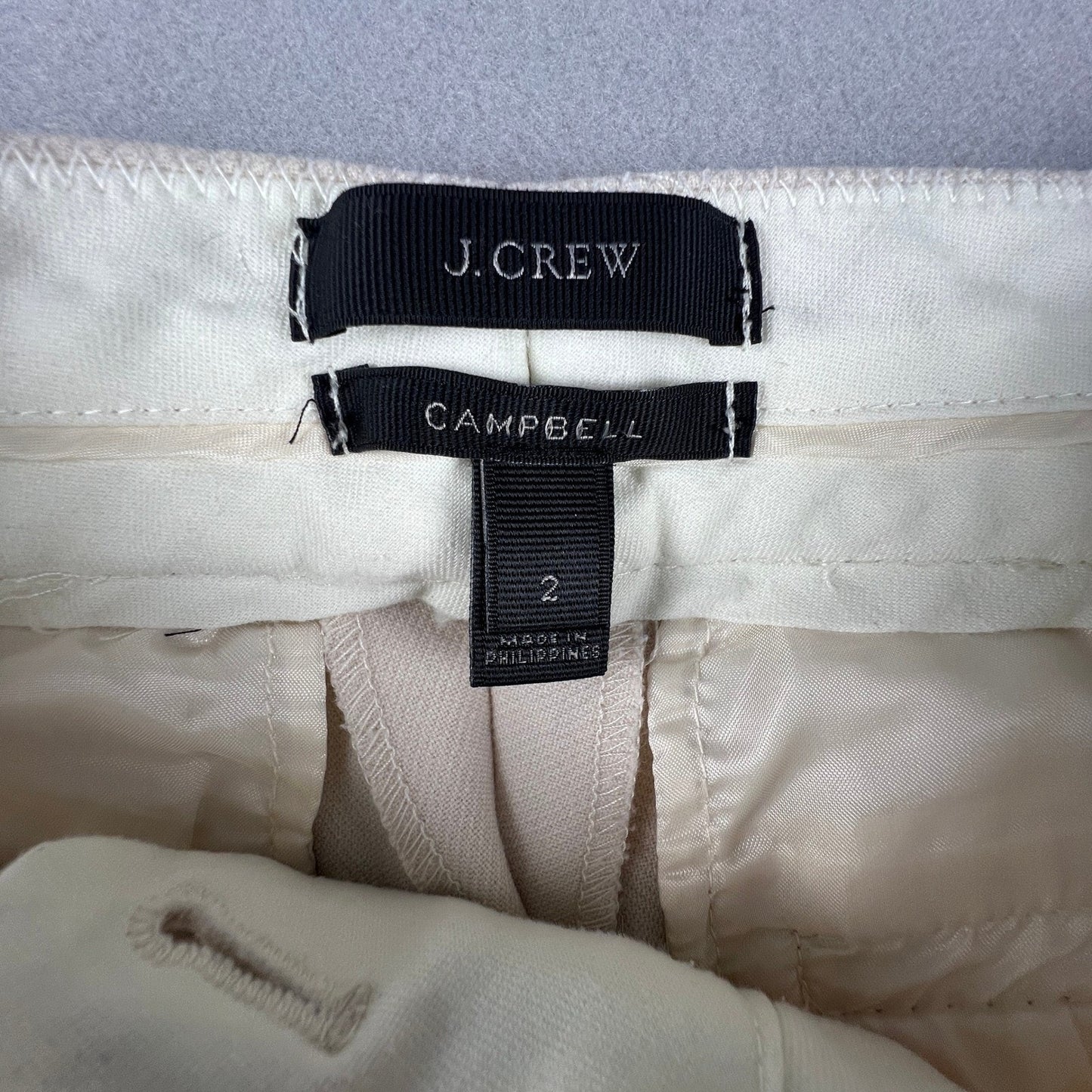 J.Crew Campbell Dress Pants Womens 2 Beige Wool Blend Tailored Career Trousers