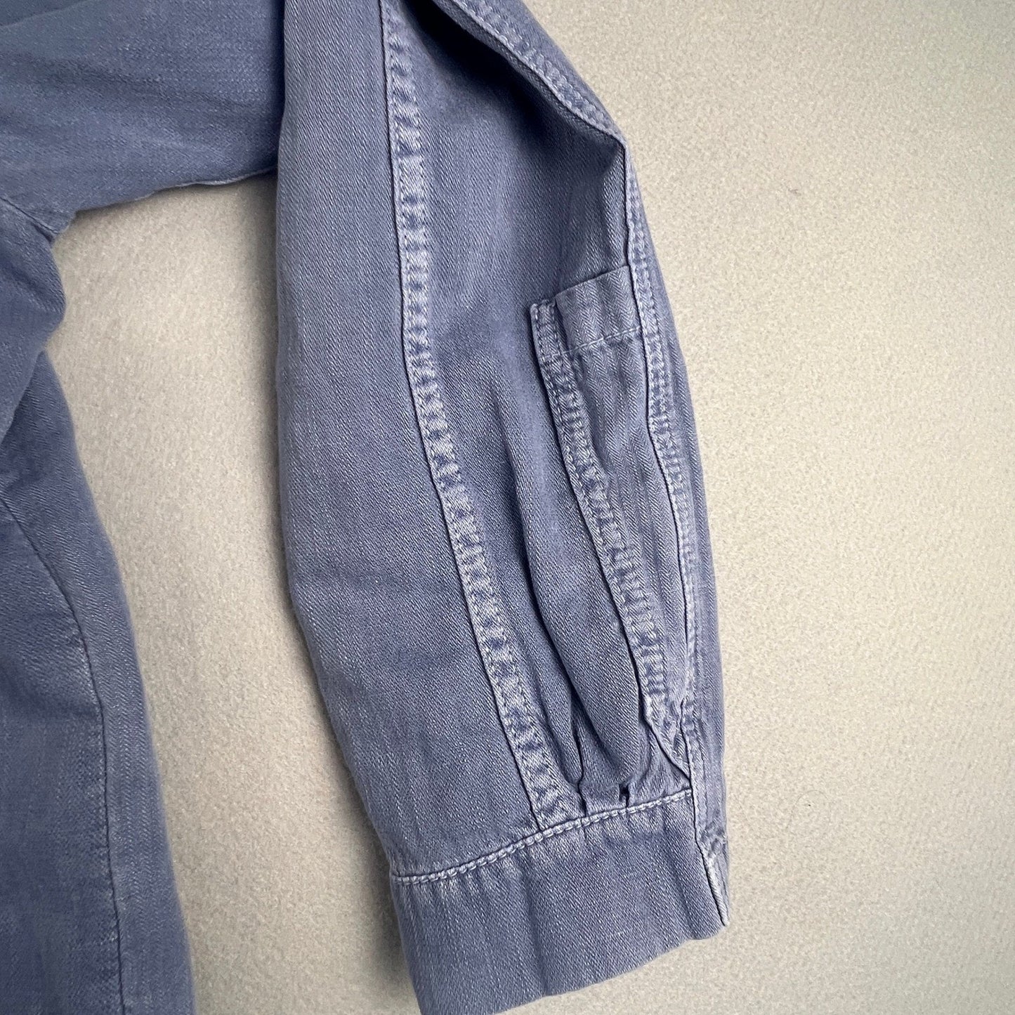 Zara Chore Jacket Womens Medium Blue Cotton Linen Utility Workwear Shacket M