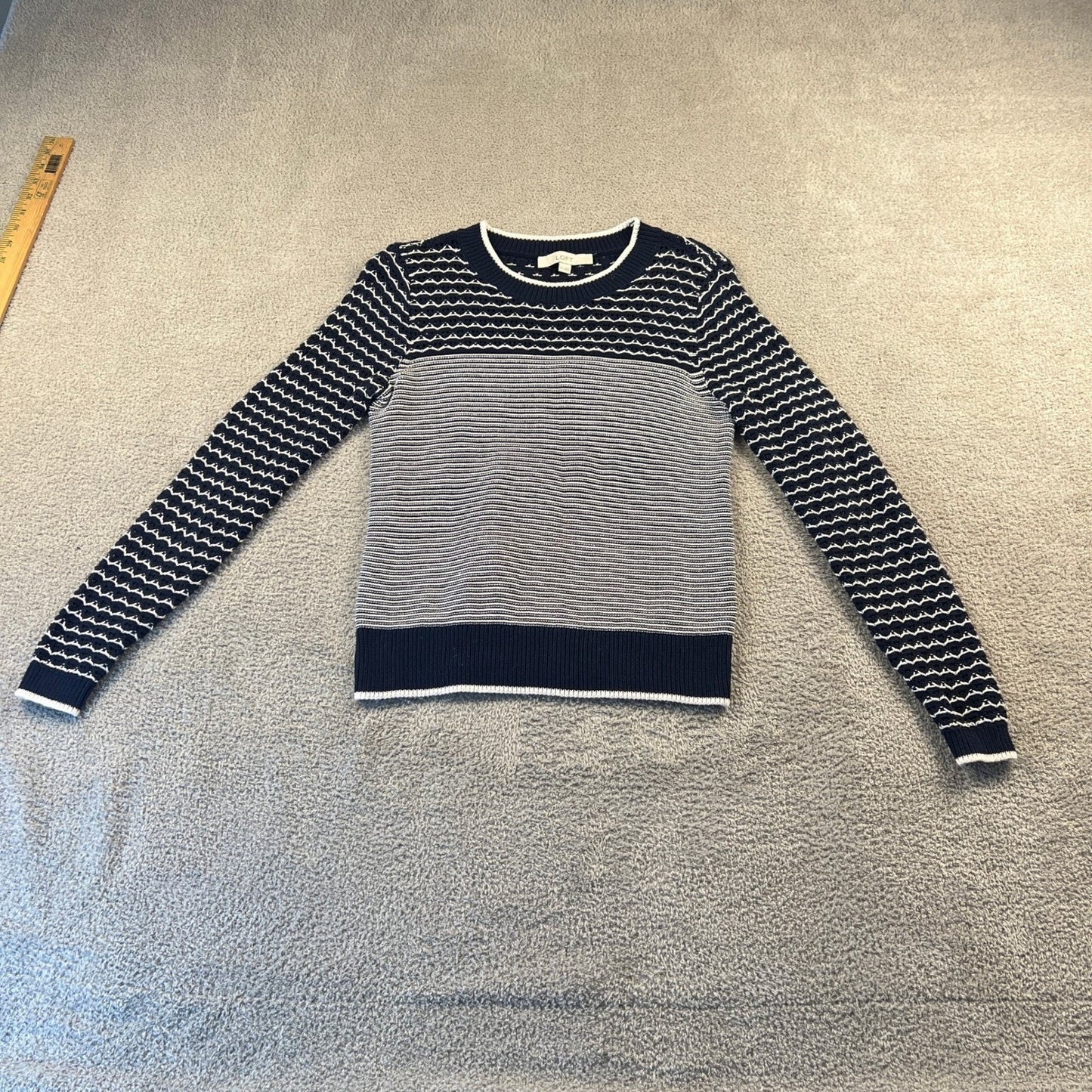 Knit Cotton Crewneck Sweater XS Sailor Chic Striped Nautical Costal Preppy