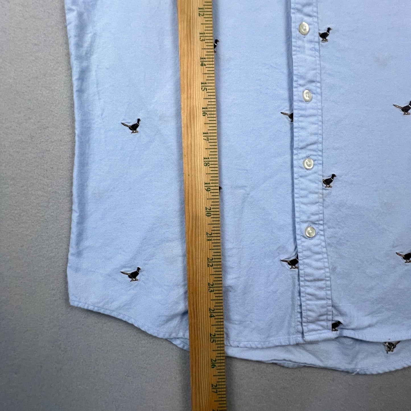 Lands End Pheasant Bird Shirt Womens M Embroidered Oxford Button Down Preppy