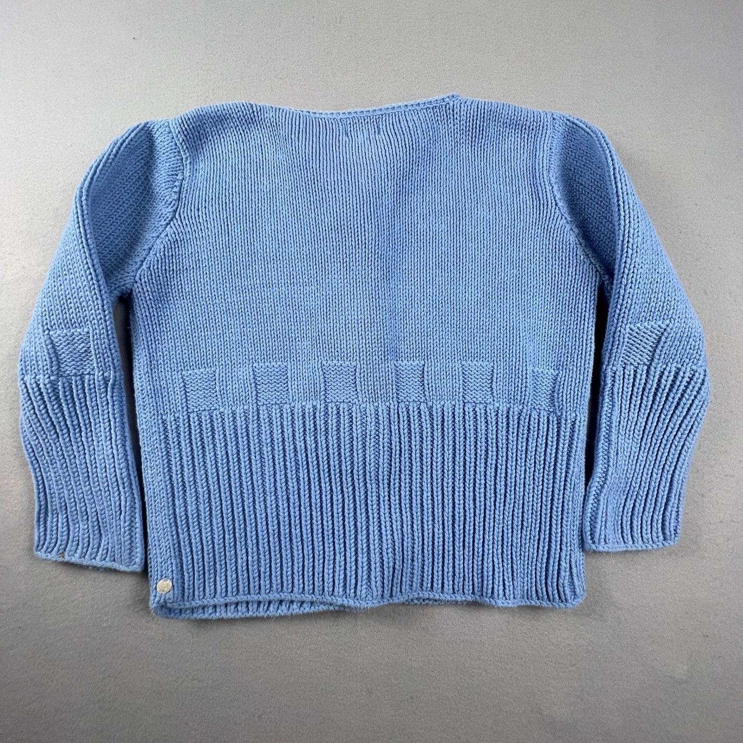 Pure Handknit Cardigan Sweater M/L Blue Cotton Button Up Coastal Grandmacore