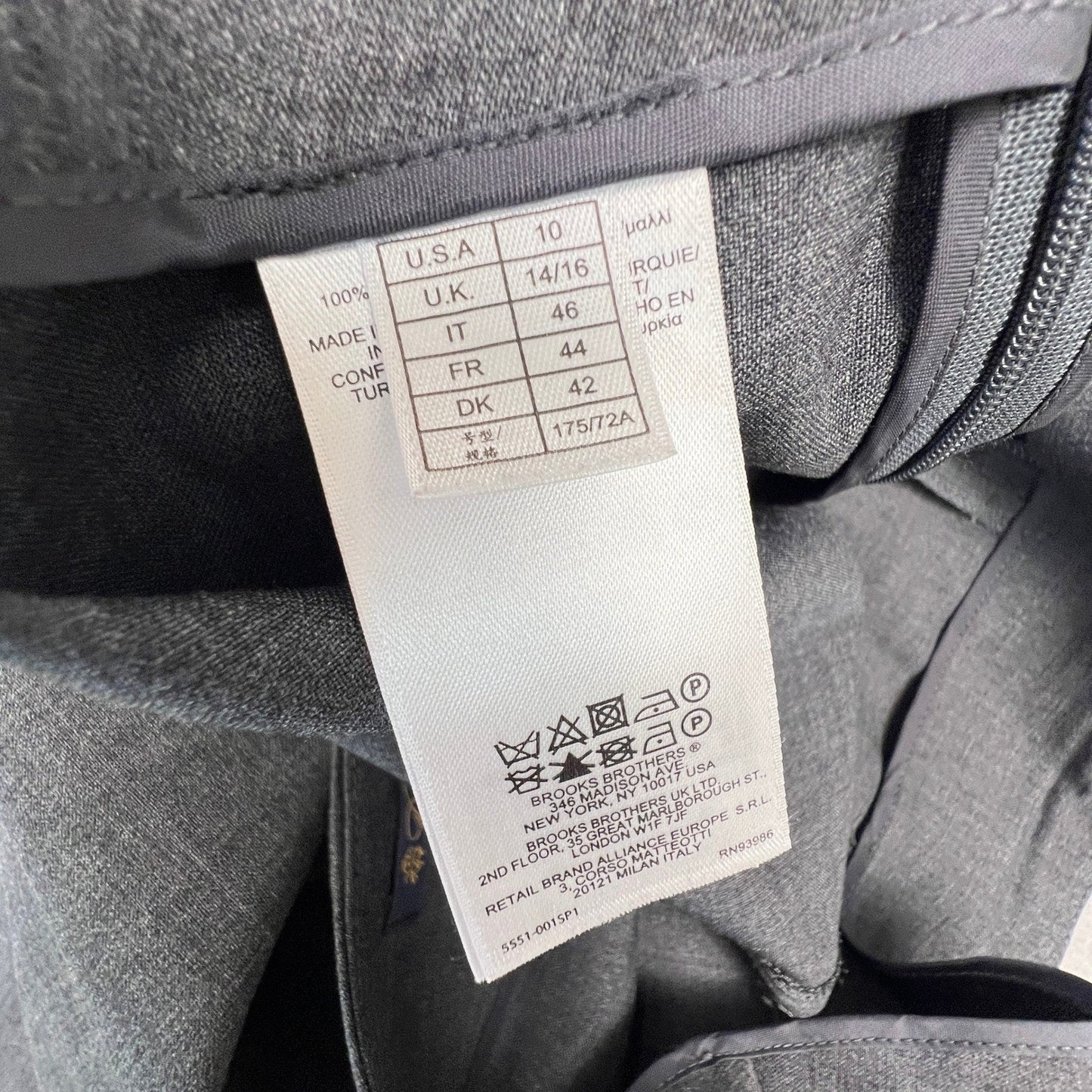 Brooks Brothers Dress Pants Womens 10 Grey Tollegno 1900 Wool Side Zip Split Hem