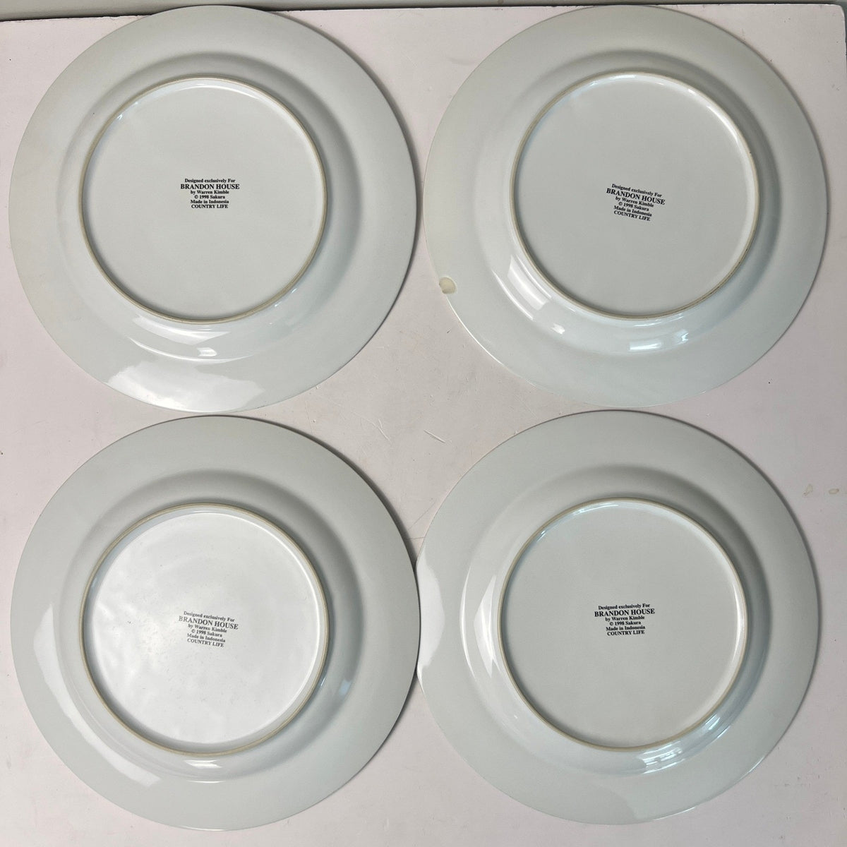 Sakura Dinner Plates Warren Kimble Brandon House 10.75" White Folk Art Farmhouse