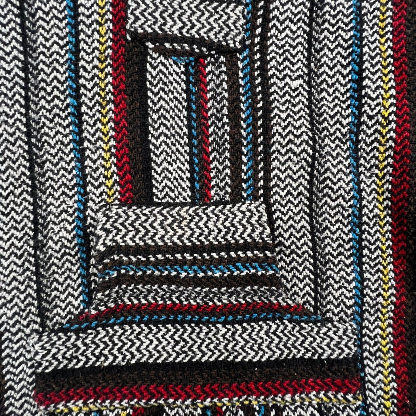 Baja Joe Hoodie Mens Small Striped Mexican Drug Rug Boho Surfer Pullover