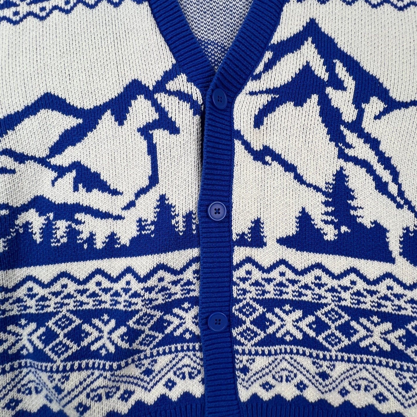 Original Use Cardigan Sweater Womens Medium Blue White Mountain Fair Isle Knit
