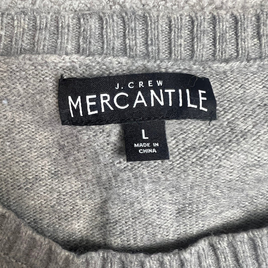 J.Crew Sweater Crewneck Mercantile Men's Size L Grey Raglan Sleeve Wool Blend