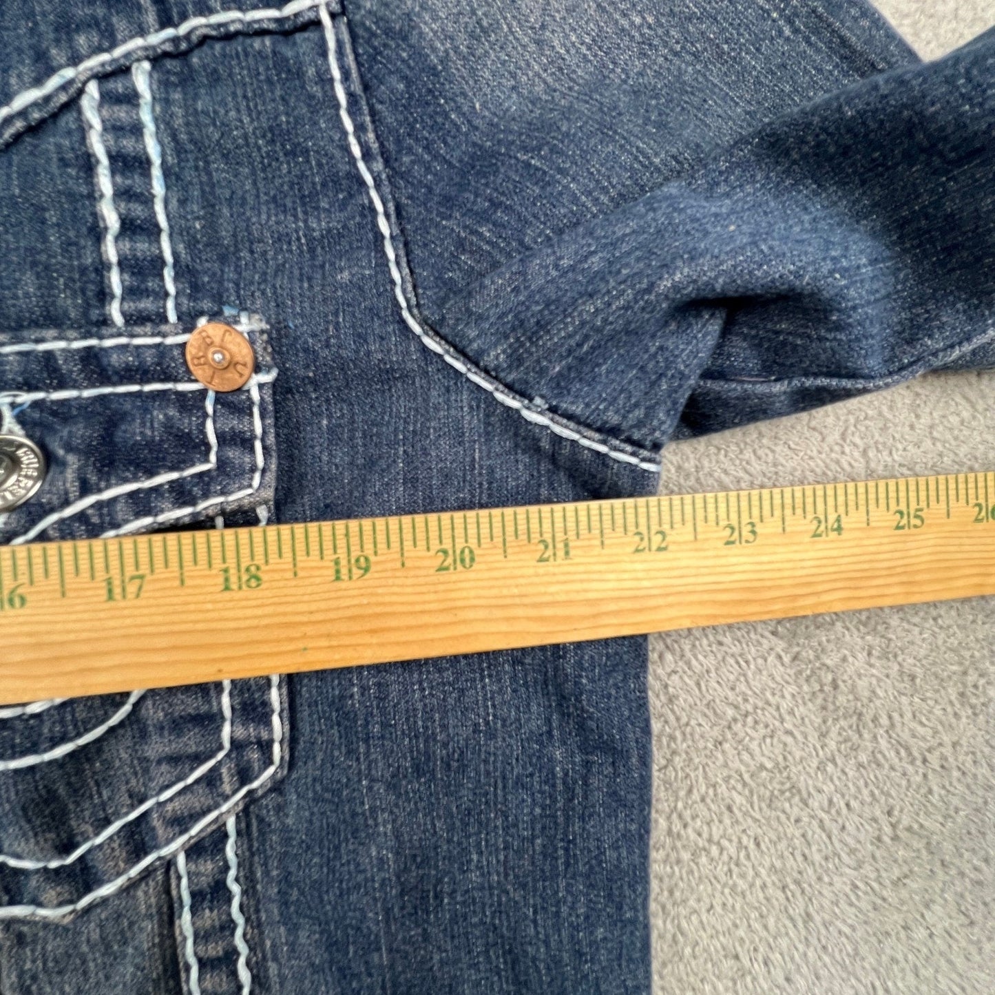 True Religion Denim Jacket Mens 3XL Blue Joey Super T Big Stitch Western Y2K