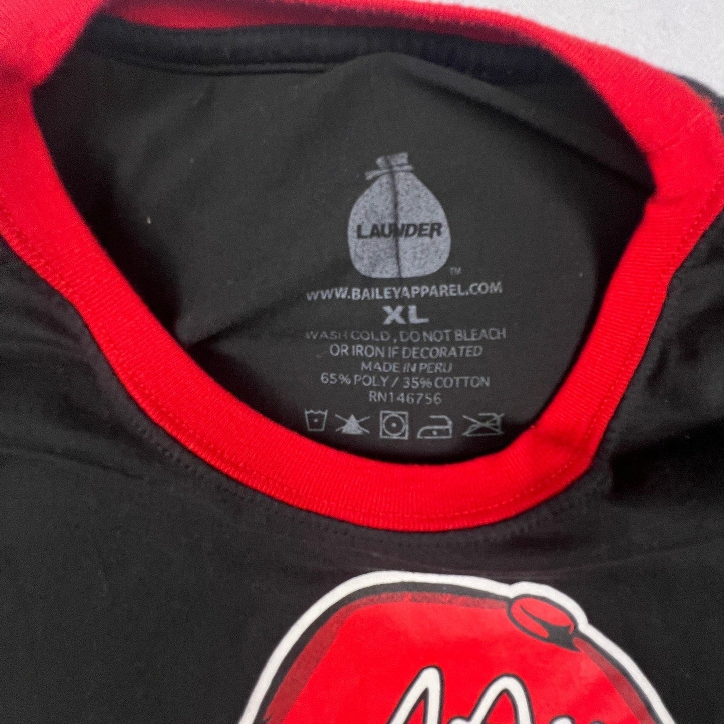 Launder Graphic Tee Mens XL Black Red Drip Bear Streetwear Graffiti Ringer Shirt