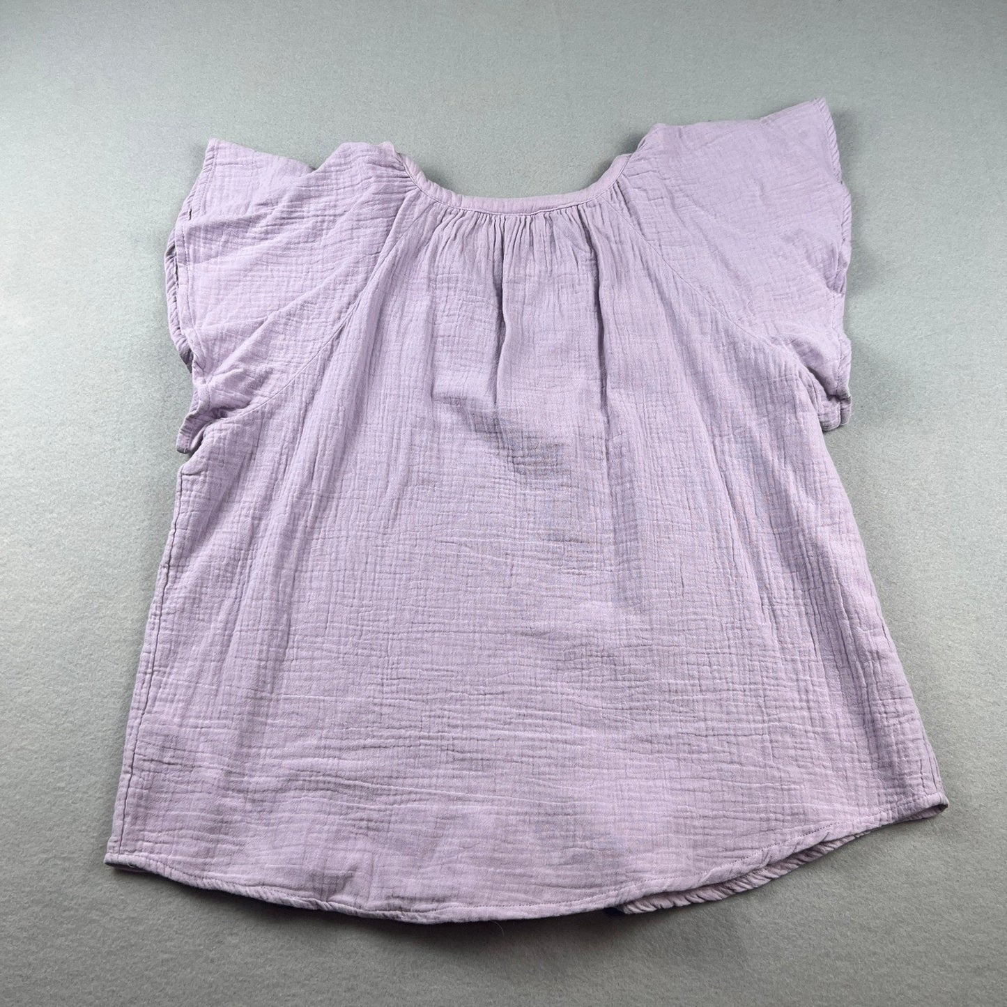 Gauze Top Womens Large Purple Cotton Flutter Sleeve Boho Blouse Universal Thread