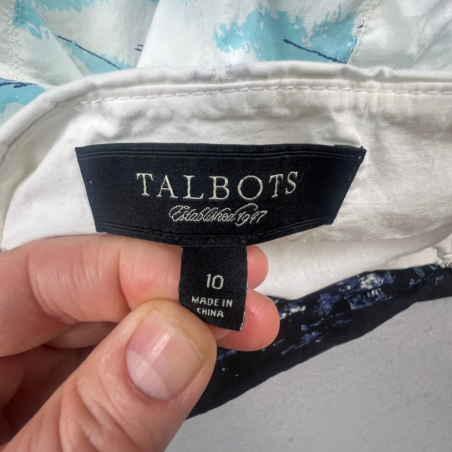 Talbots Pleated Skirt Womens 10 Blue Venice Cityscape Print A-Line Knee Length