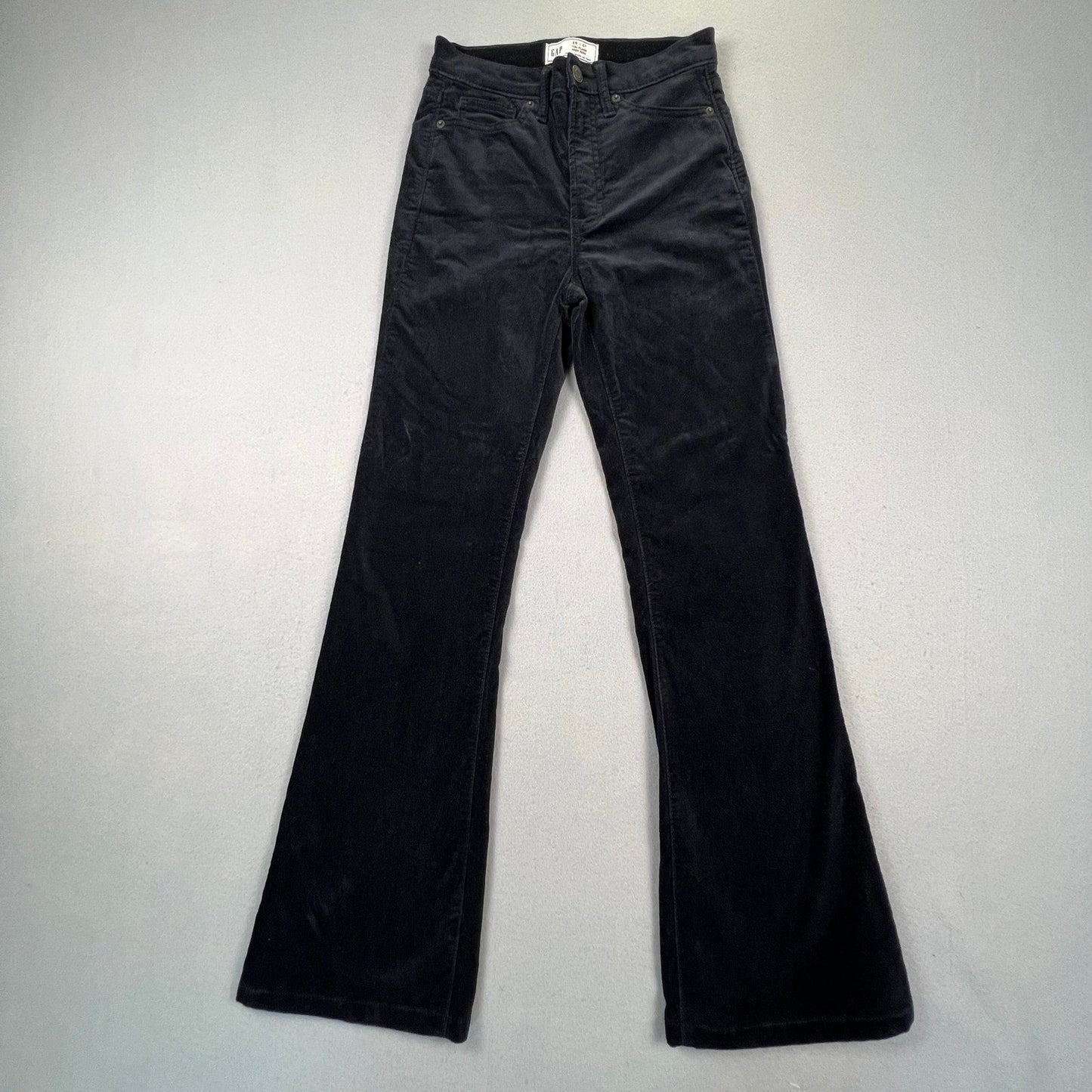 Gap Corduroy 70s Flare Pants Womens 25/0R Black High Rise Retro Boho Stretch
