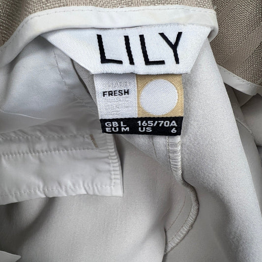 Lily Belted Shorts Womens 6 White Beige High Waist Summer Chic Colorblock