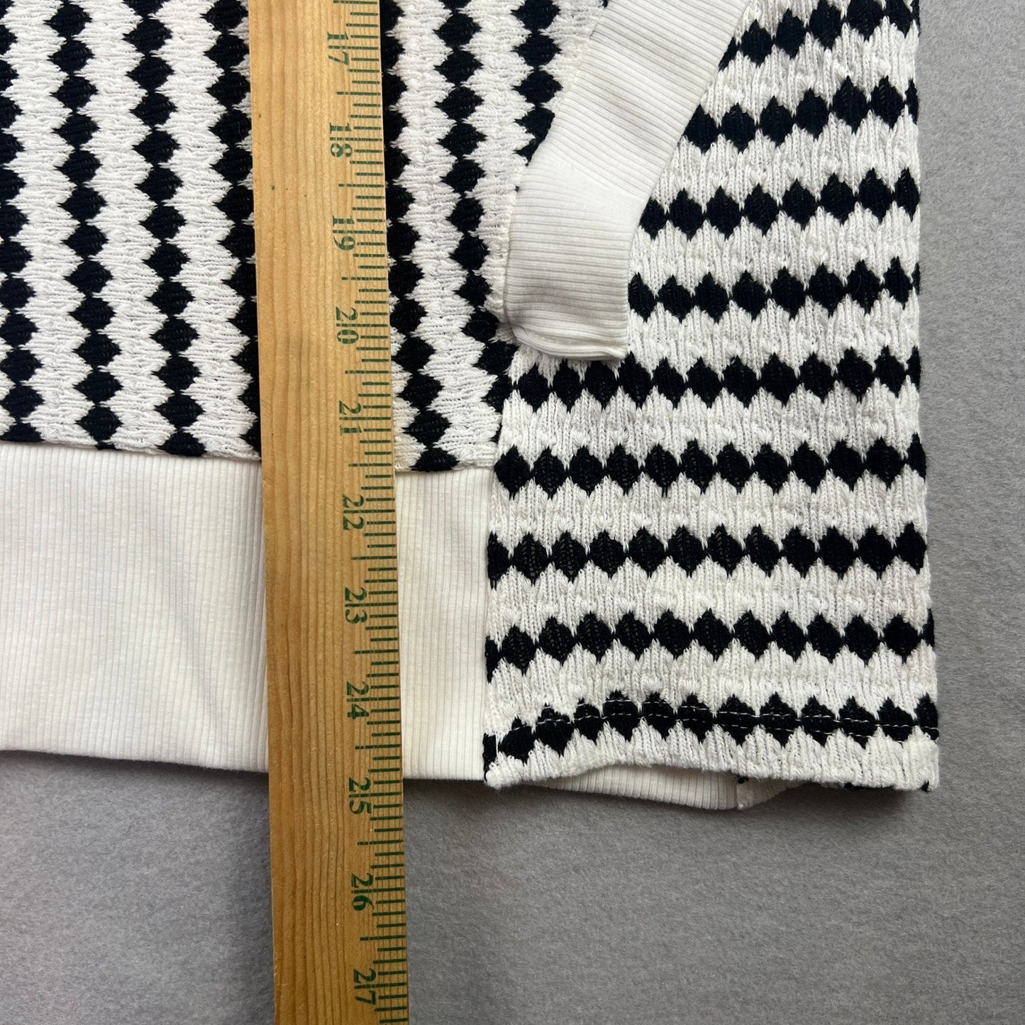 Oversized Knit Hoodie Womens Black White Geometric Henley Coastal Pullover